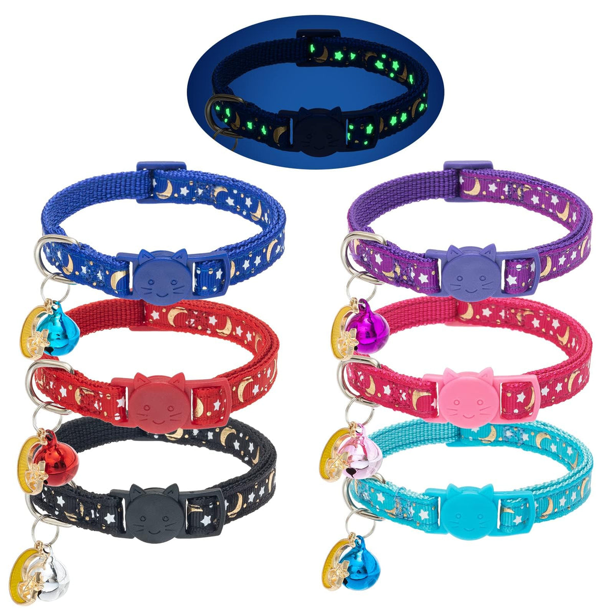KOOLTAIL Easter Cat Collars Breakaway with Bowtie and Bells,3 Pack Adjustable Fancy Kitten Collar with Safety Buckle for Girls Boys Kitty,Cute Cat Charm Pendant Holiday