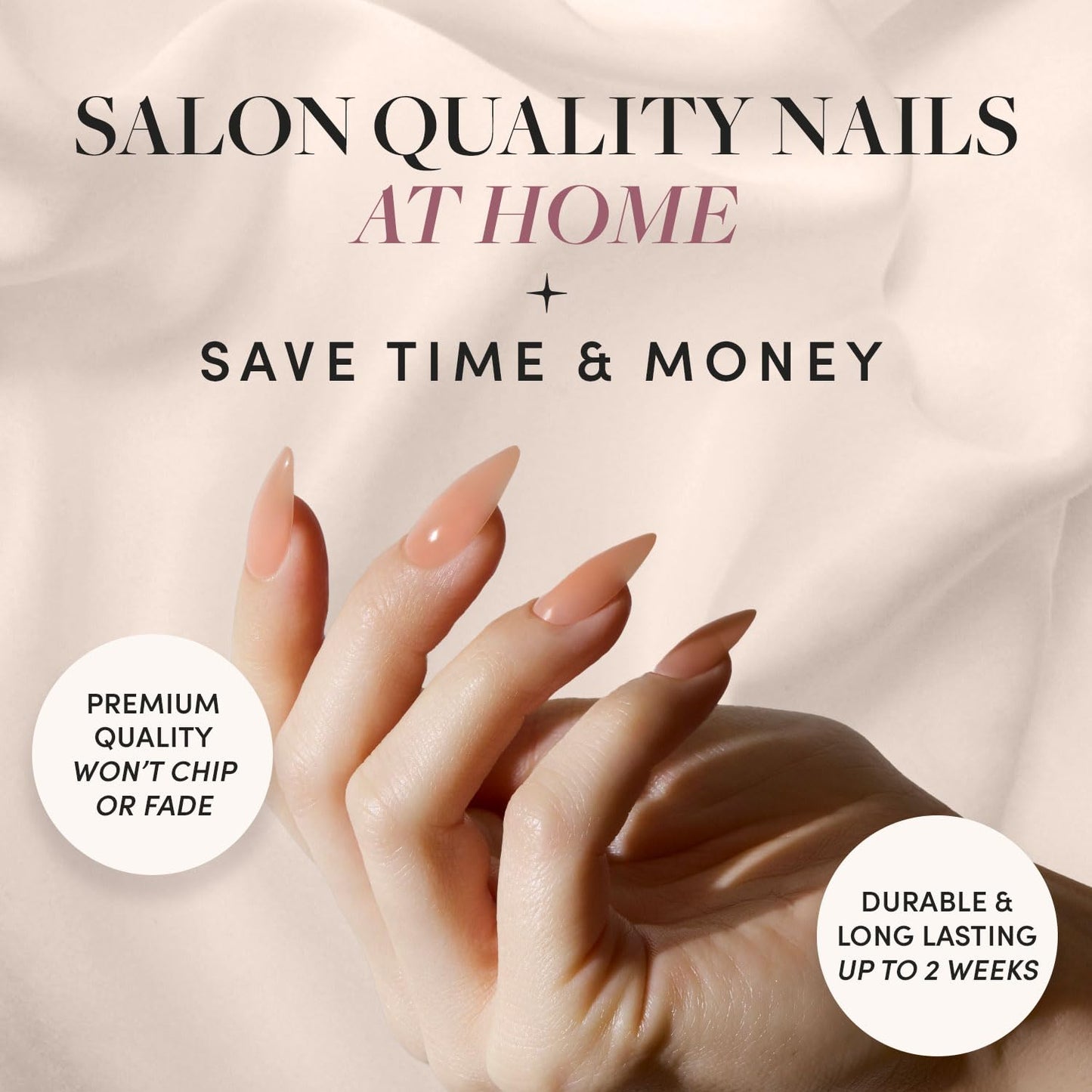 Glamnetic Press-On Nails Bundle - Azure Blue & Hailey | Bright Blue Short Round Fake Nails | Glazed Short Almond False Nails | Reusable, Salon-Quality Nail Kits