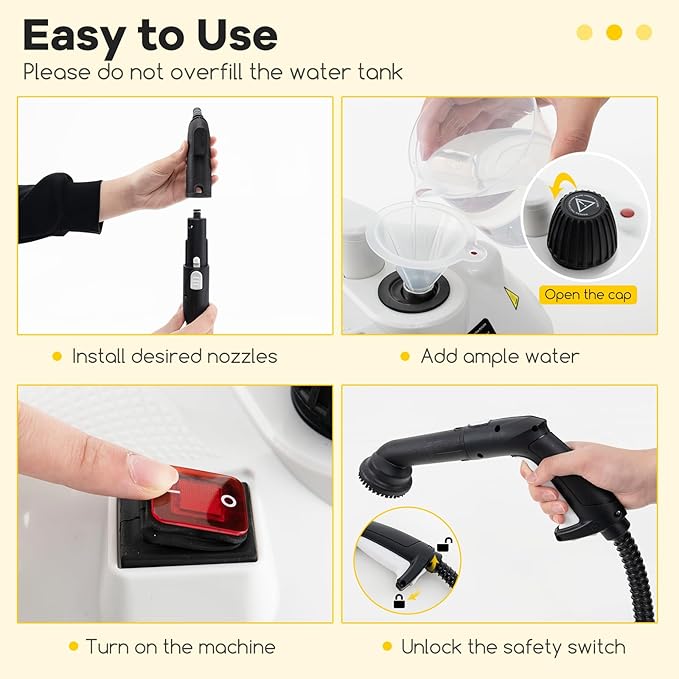 COSTWAY Multi-Purpose Steam Cleaner, Portable Steamer with Trigger Lock, Wheels & 61 OZ Water Tank, 1800W Steam Cleaning Machine for Upholstery, Car, Floor, Grout & Tile, 15 Accessories Included