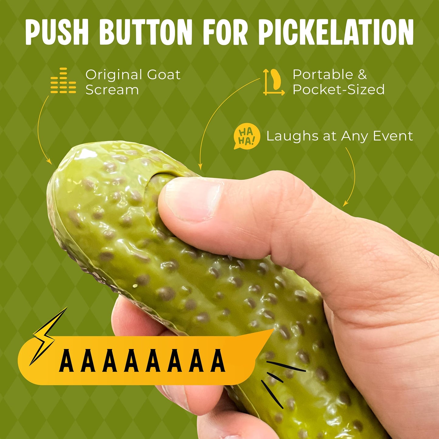 DR DINGUS Screaming Pickle - Original Goat Scream - Best Talking Noise Gag Gift for Kids and Adults - Funny Office Prank or Family Night