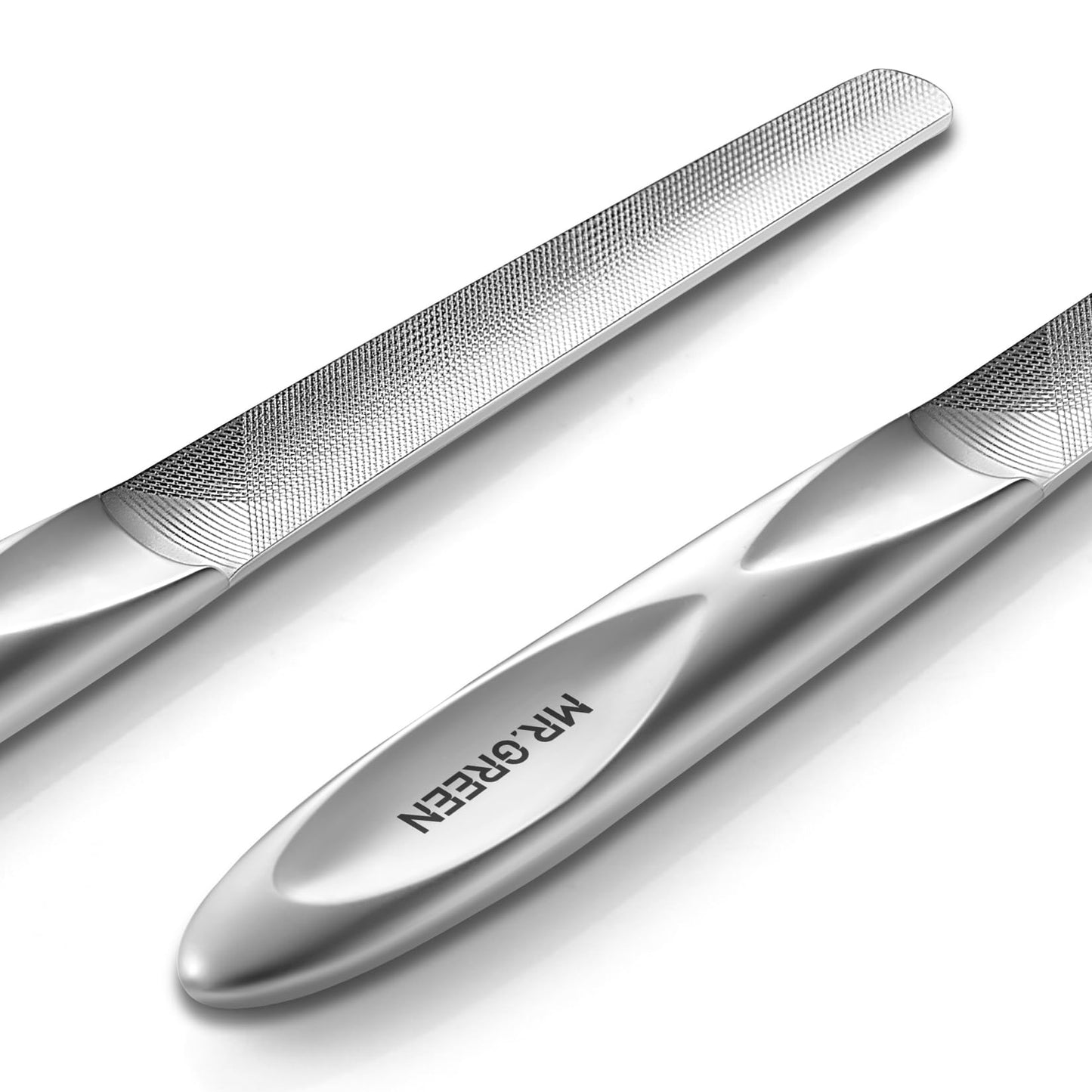 MR.GREEN Double Sided Nail Files Stainless Steel U-Shaped Nail File Curve Anti-Slip Handle