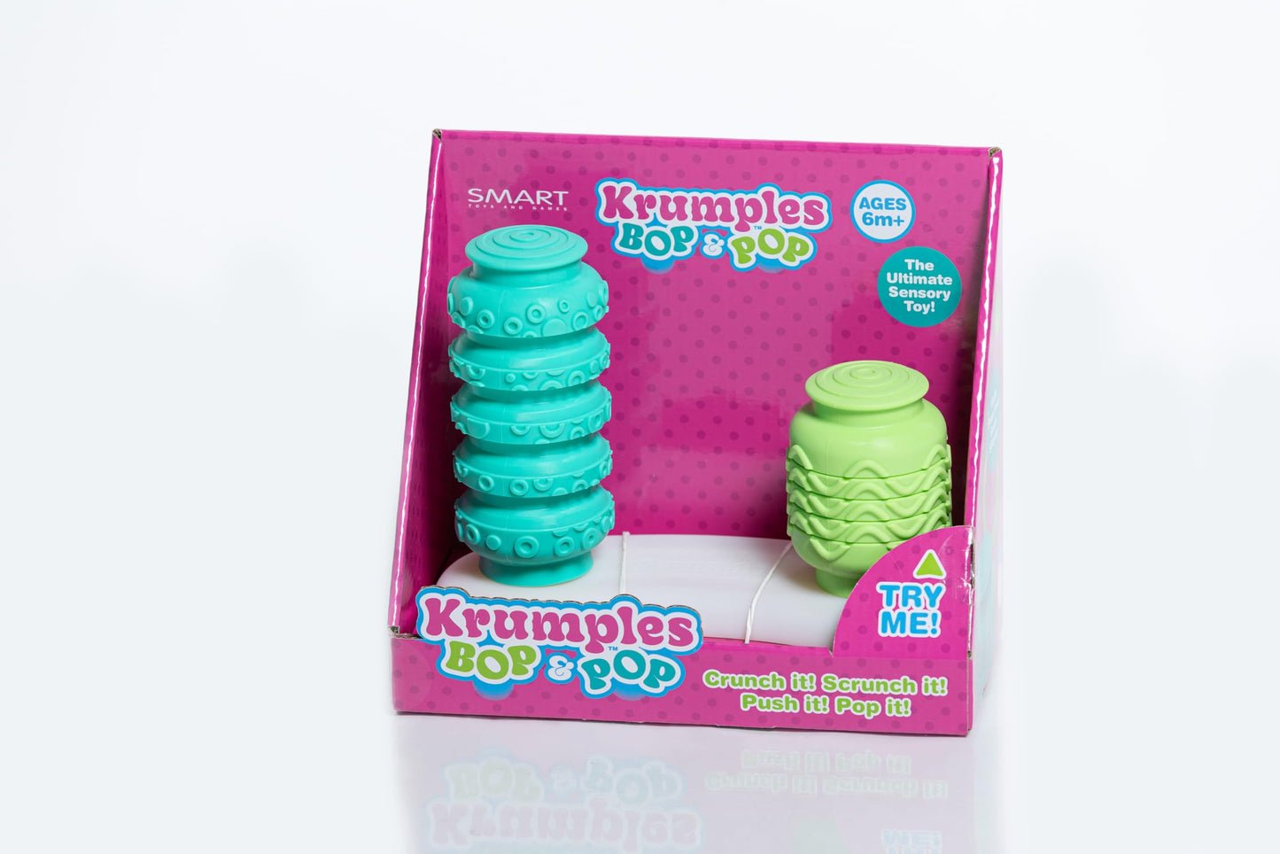 KRUMPLES BOP & POP – Sensory Silicone Toy for Ages 6 Months and Up | Two Connected Squishy Pods that Pop Up & Down | Safe, BPA-Free, Developmental Fidget Toy