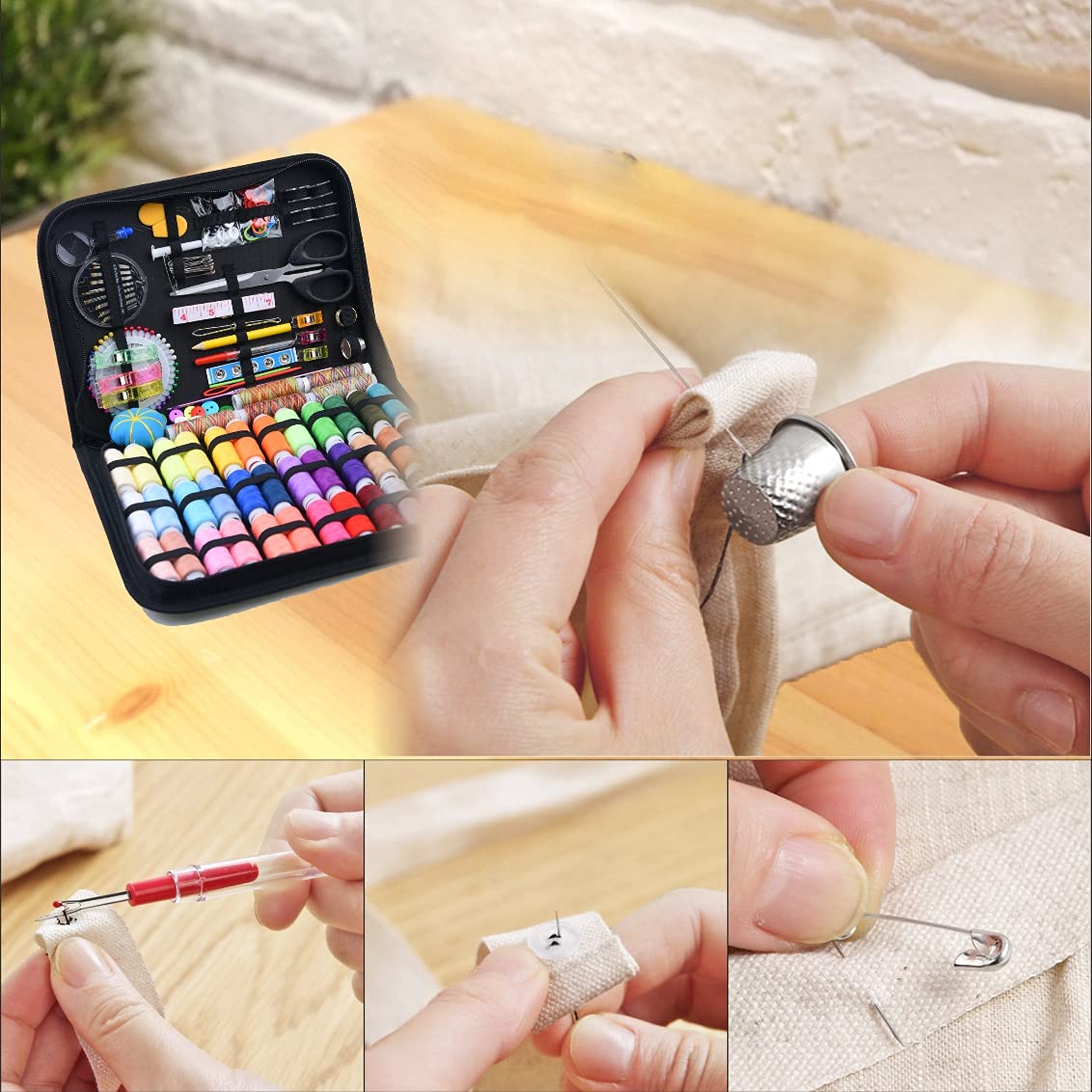 INSCRAFT Sewing Kit, 200 Premium Sewing Supplies, 41 XL Thread Spools, Suitable for Traveller, Adults, Beginner, Emergency, DIY and Home by INSCRAFT