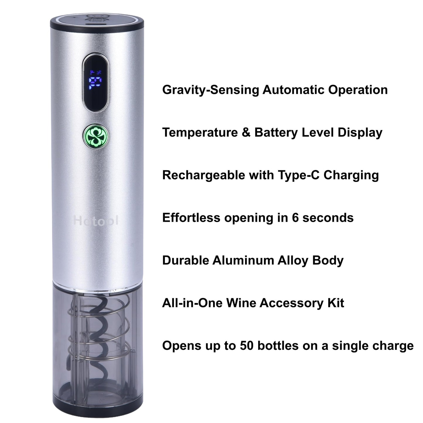 Electric Wine Opener with Wine Accessories -Rechargeable Wine Bottle Opener Set with Base, Wine Aerator, Foil Cutter and Wine Stoppers- Perfect Wine Gifts for Wine Lovers