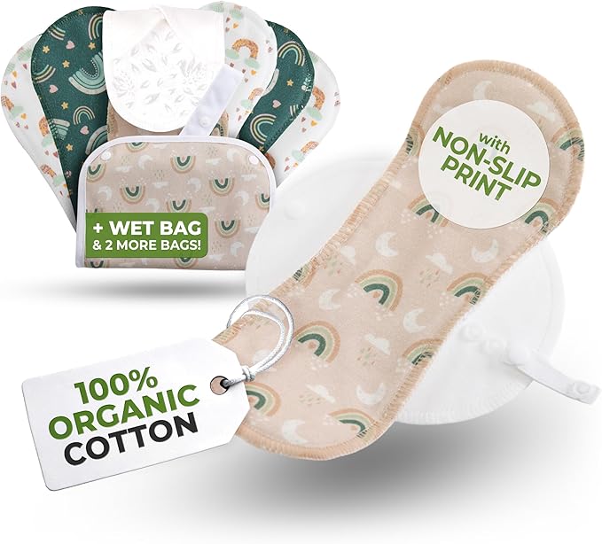 Non-Slip Reusable Panty Liners for Teen Girls (Small, 7-Pack); High-Temp Washable Organic Cotton Cloth Liners; Stay Fresh & Dry, Ultra-Thin, 100% Breathable, for Daily Vaginal Discharge Only (No PUL)