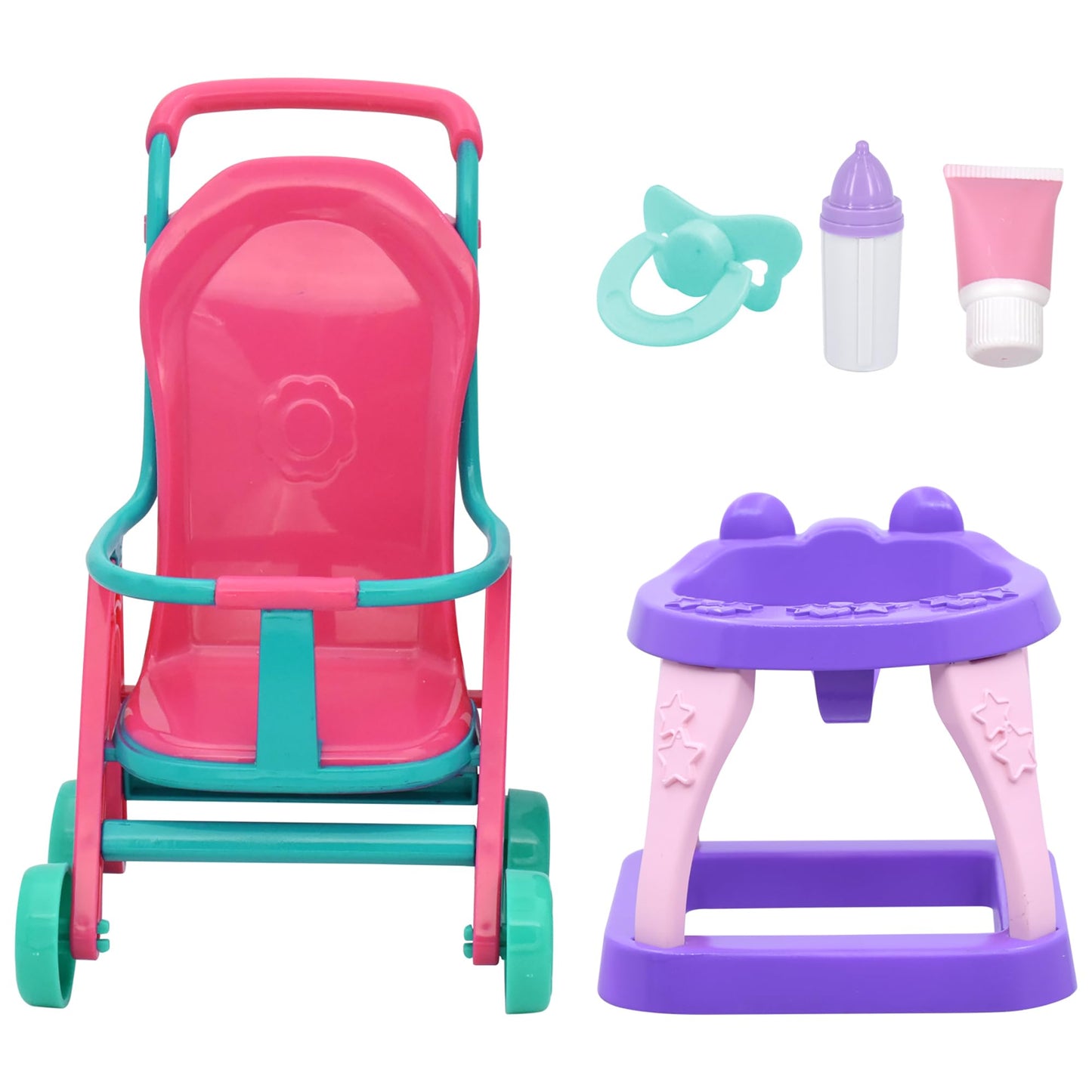 New Adventures Baby Maziuna Stroll & Scoot 8" with Accessories, 9 Pcs Set, Multi, 3782