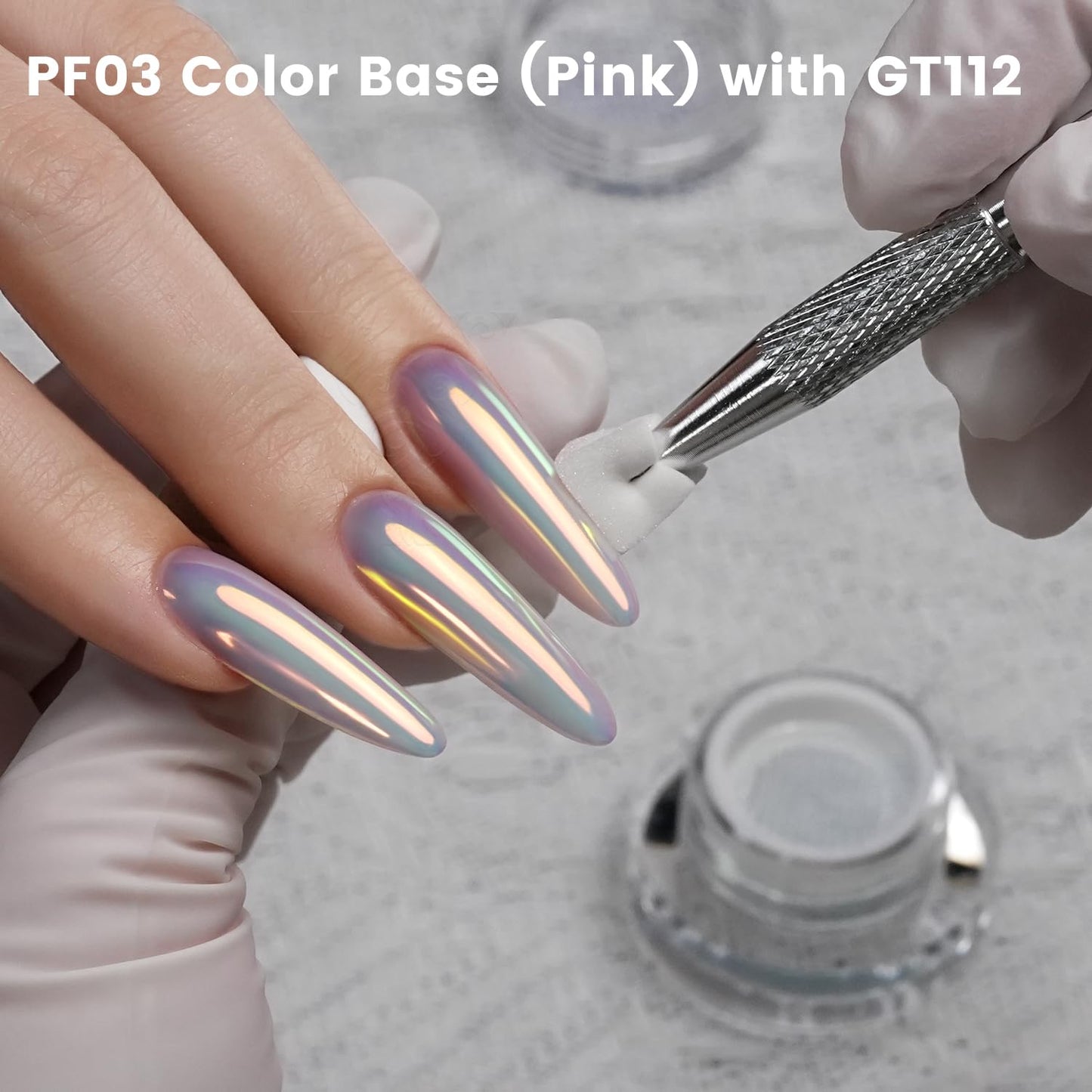 Yokefellow GleamTap Cushion Aurora Chrome Nail Powder -Mermaid Aurora Effect,Nail Art Glitter Decoration for Home DIY Salon Manicure (GTKIT-01)