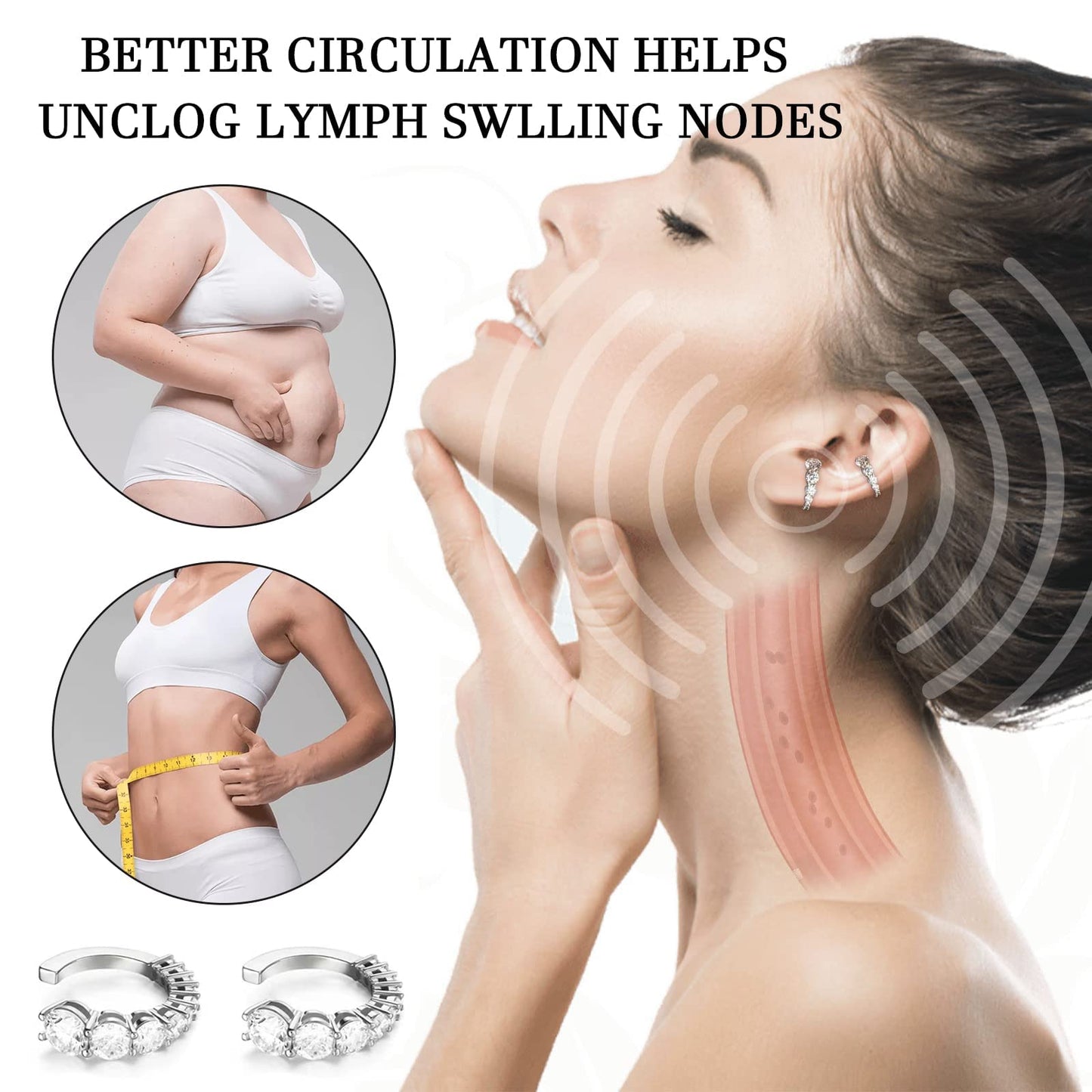 Lymphvity Earrings for Women Magnetotherapy Germanium Acupressure Earrings Lymph Drainage Therapy Earring Jewelry Set