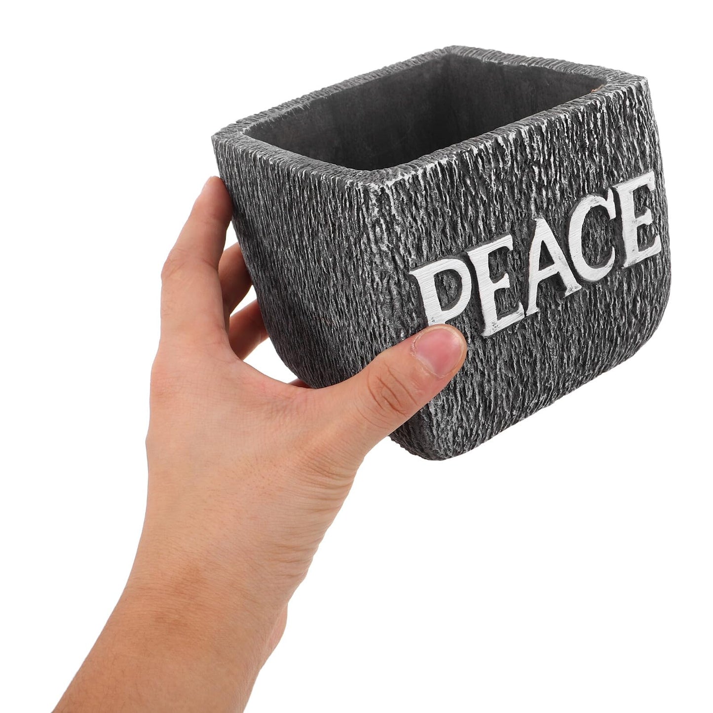 Kisangel Cement Succulent Planter Pot for Indoor Plants, Rustic Concrete Desktop Flower Pot with Dark Grey Finish, Decorative Garden Container Suitable for Office and Home Use