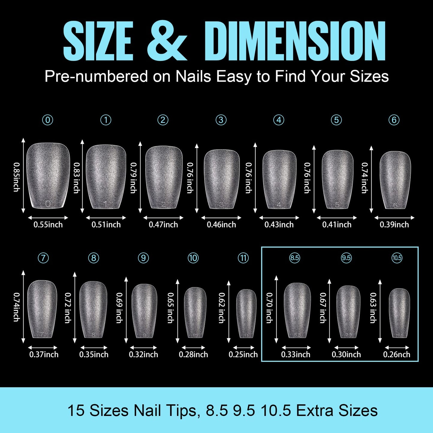 TOMICCA Short Coffin Nail Tips 450Pcs Soft Pre Shaped Gel Nail Tips, Acrylic Double-sided Matte Full Cover Press on Nail or Extension Manicure
