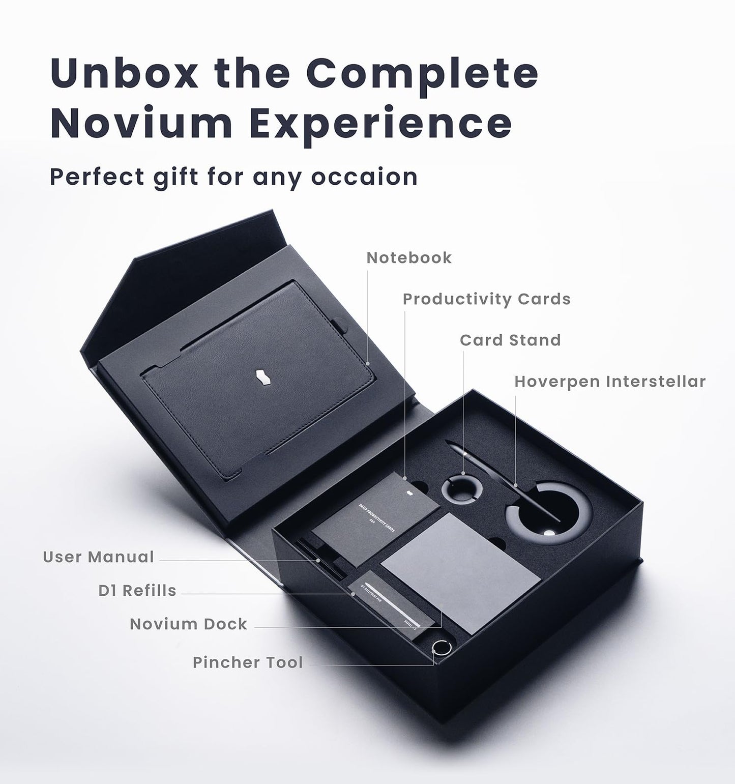 novium Hoverpen Interstellar Gift Set - Luxury Pen, 18K Gold-Plated Ballpoint with Premium Accessories, Refillable Ink, Gifts for Men & Women