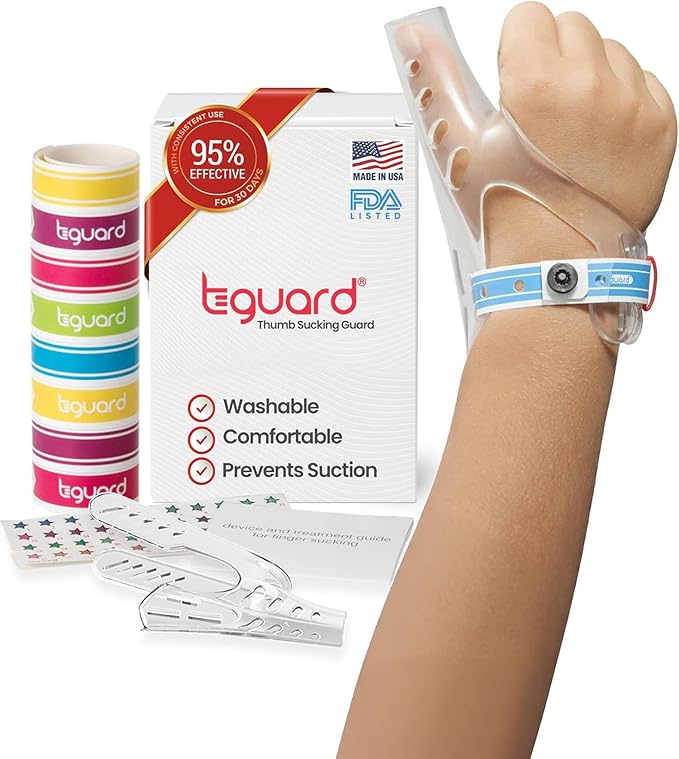 AeroThumb Thumb Sucking Prevention Kit – Thumb Sucking Guard with InstaLock System - Deterrent & Treatment For Bad Dental Habits | Ages 7 & Above | More Than 70 lbs – Large | Made in the USA