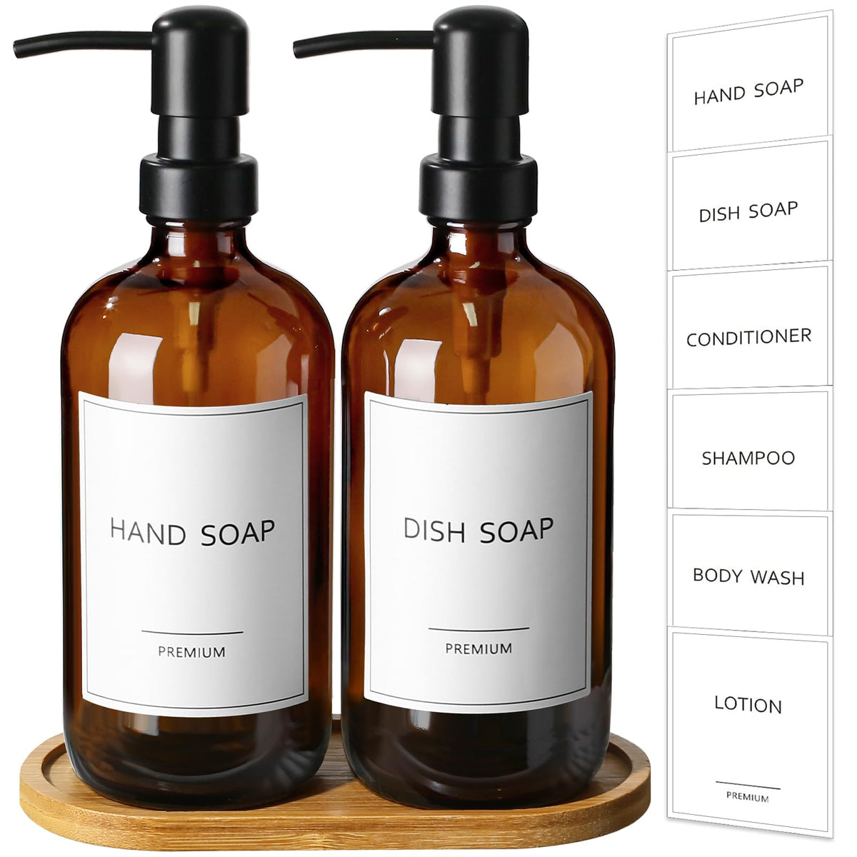 Amber Glass Soap Dispenser (2 Count)