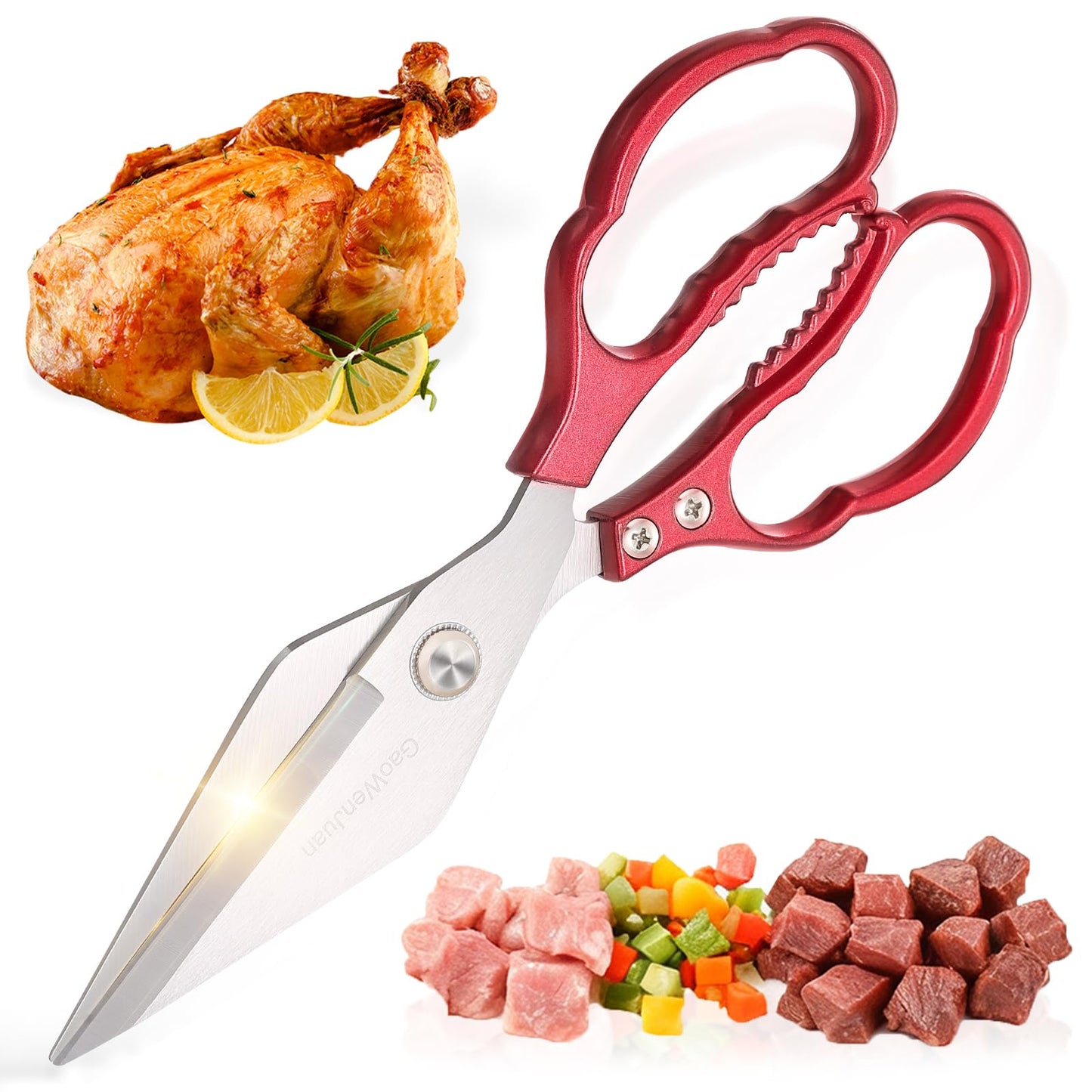 Kitchen Shears & kitchen scissors All Purpose | kitchen gadgets-Heavy Duty Stainless Steel Meat Poultry Food Scissors, Dishwasher Safe for Home and Kitchen Essentials, Utensils, Gadgets, Accessories