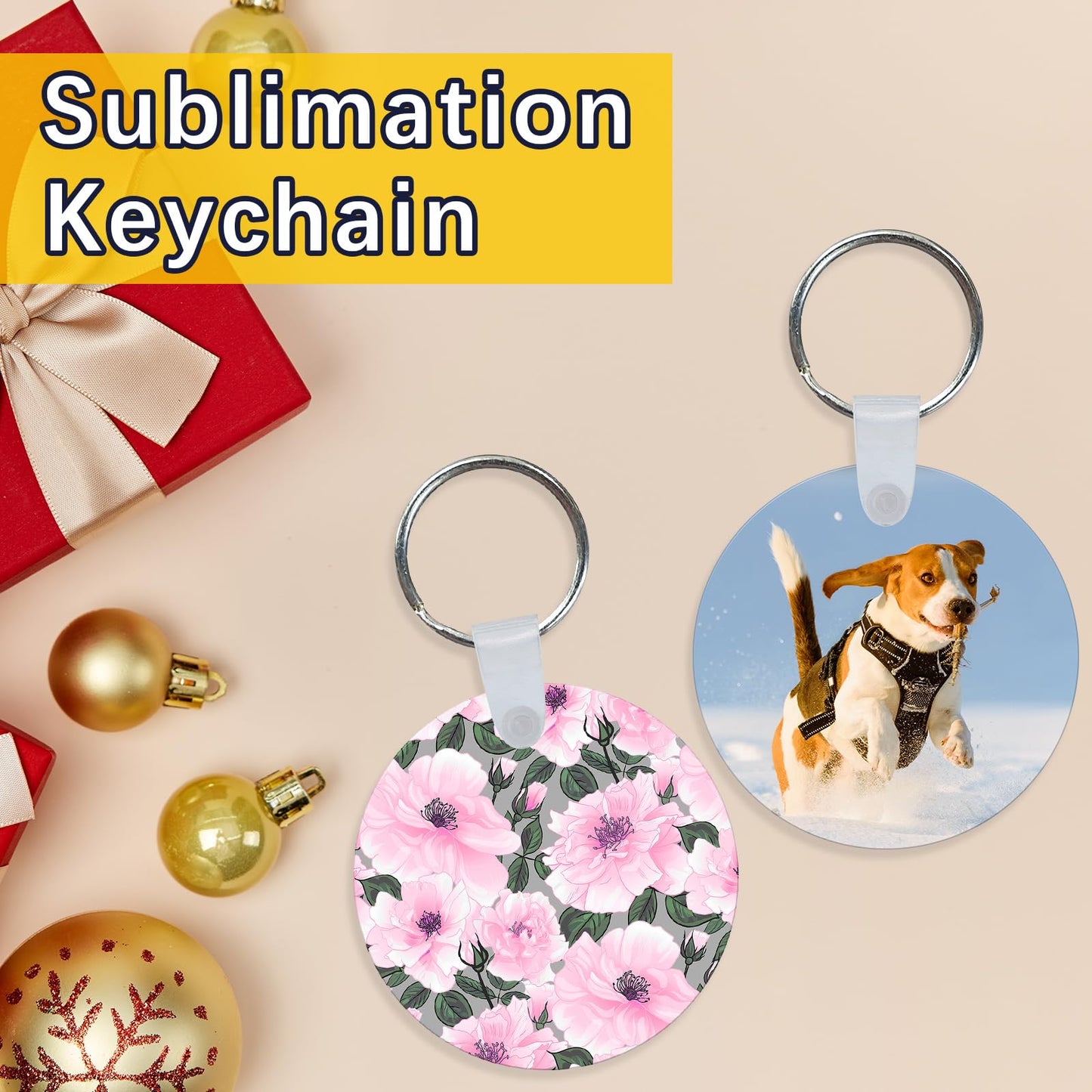 240 Pcs Metal Sublimation Keychain Blanks Bulk,Sublimation Ornament Blanks,Double Sided Sublimation Blanks Keychain