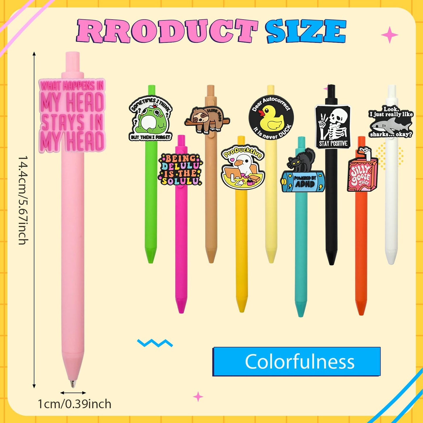 Pabucle 25 Pcs Funny Ballpoint Pens Sarcastic Writing Pen Bulk Black Ink Pens Gifts Stationery Office Supplies for Coworkers