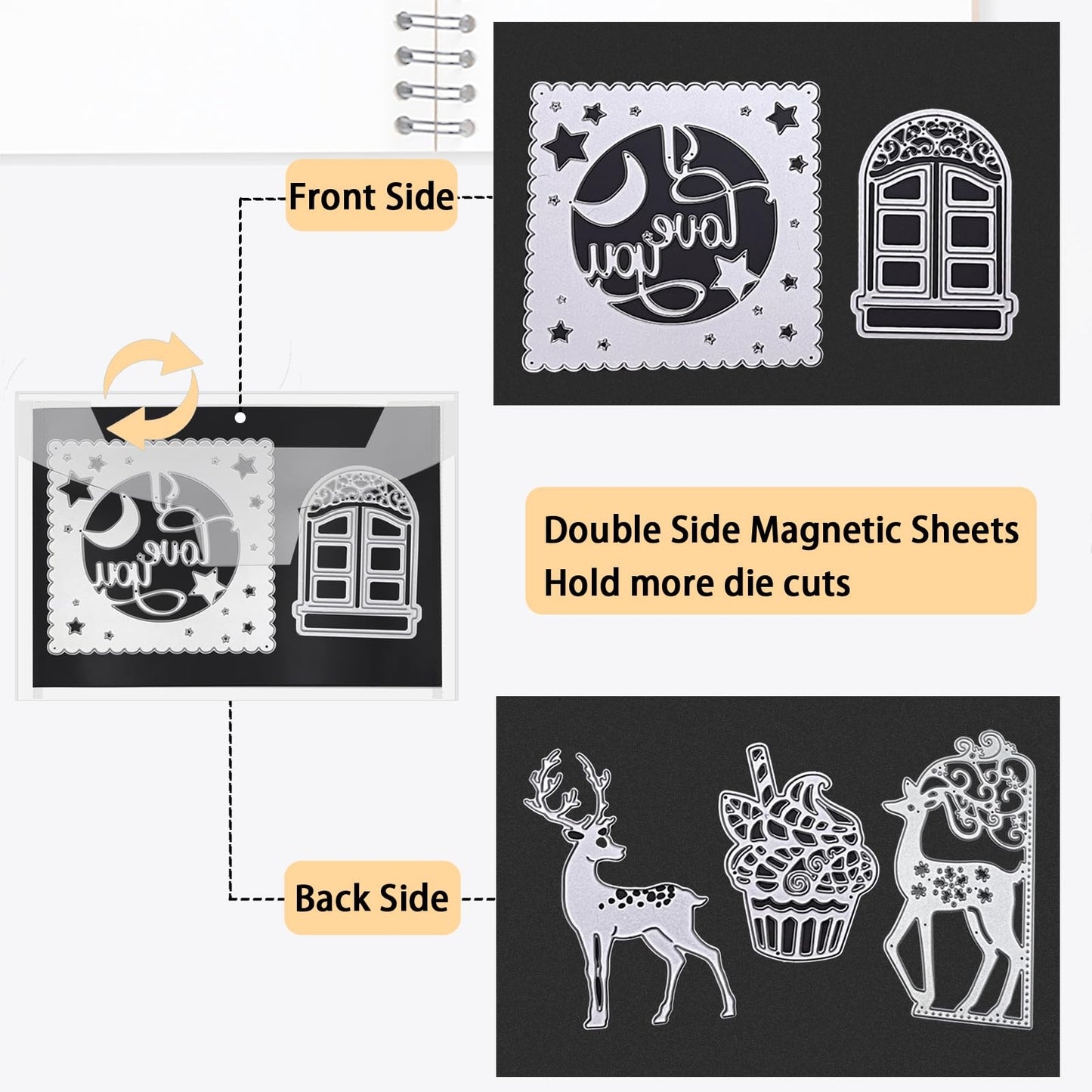 20 PCS 9.4 x 7 Inch Large Die Cut Storage Envelopes with 0.7 mm Thick Magnetic Sheets for Die Storage, Clear Die Storage Pockets and Magnet