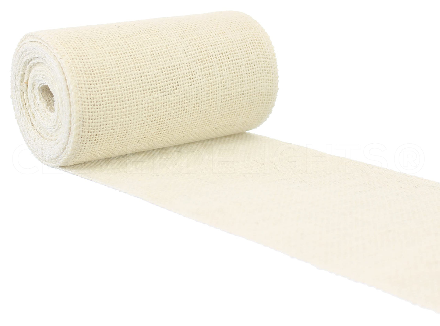 CleverDelights 6" Ivory Burlap Roll - Finished Edges - 10 Yards - Jute Burlap Fabric