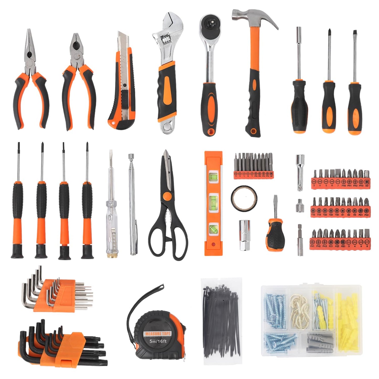 GarveeTech 247 Piece Tool Set, General Home/Auto Repair Tool Kit, Combination Package Mixed Tool Set Hand Tool Kit with Plastic Toolbox Storage Case