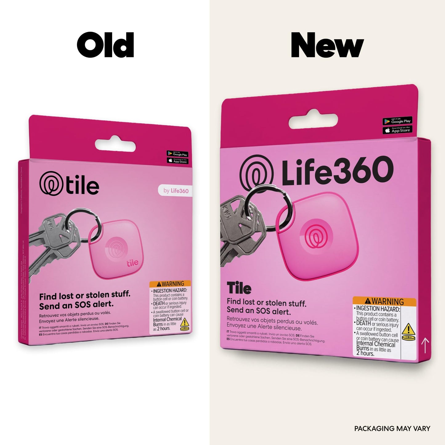 Life360 Tile - Bluetooth Tracker, Keys Finder and Item Locator for Keys, Bags and More. Phone Finder. Both iOS and Android Compatible. 1-Pack (Pink Punch)