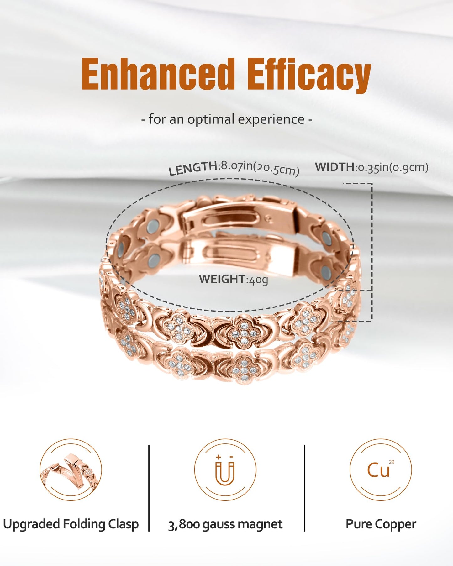 Jecanori Copper Bracelets for Women&Ring, Pure Copper Magnetic Bracelet with 3500 Gauss Magnets,Ideal Gift