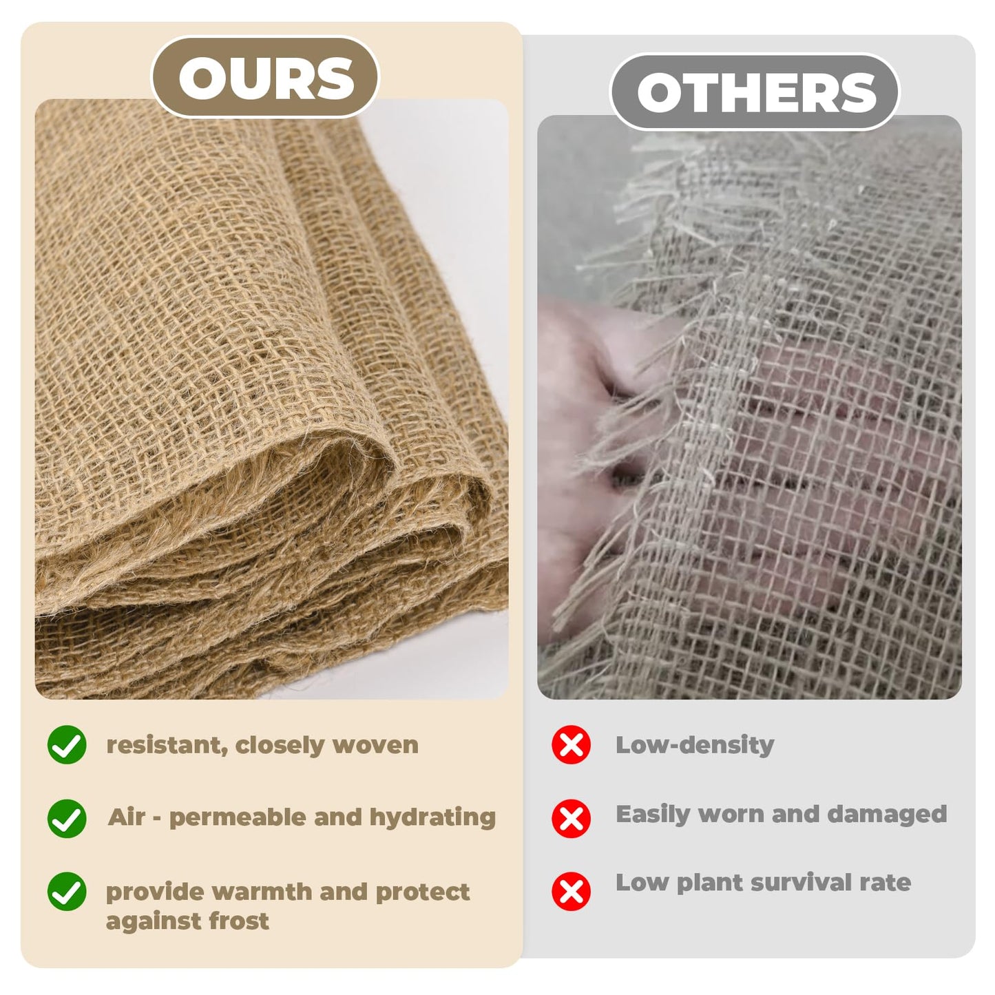 Whmayai 40" x 100 Ft Natural Burlap Fabric Roll with 4 Free Jute Twines - Garden Burlap Wrap for Trees, Winter Plant Protection, Weed Barrier, Raised Bed Liners, Craft & Aisle Runner