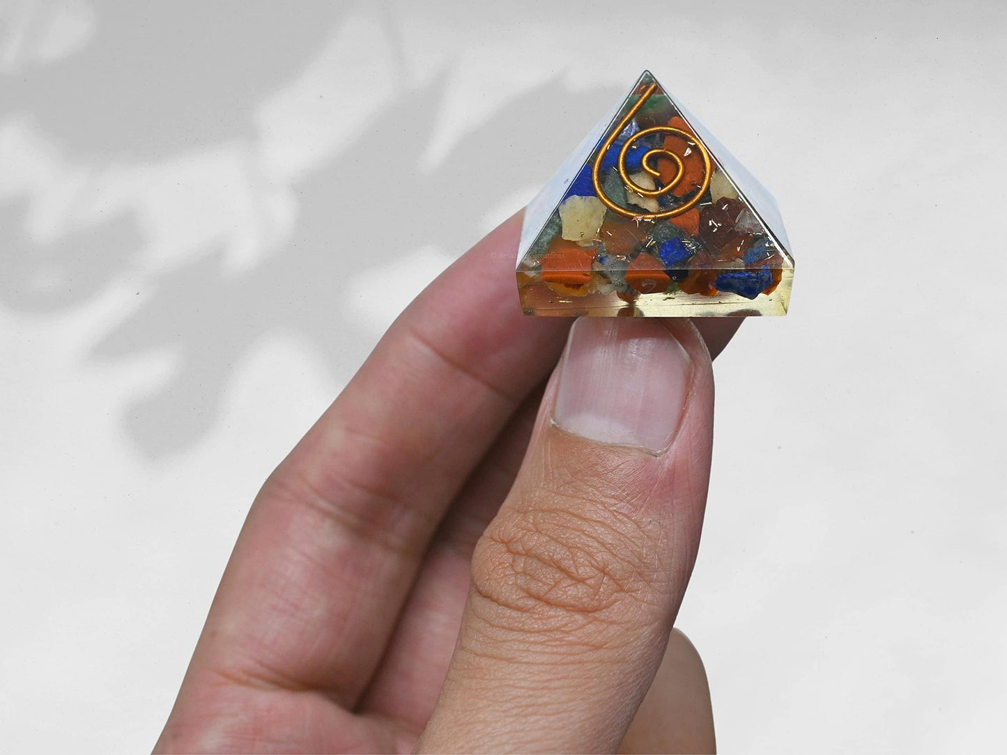 Amazing Gemstone 7 Chakra Orgone Pyramid - 30mm Small Orgonite Pyramids with Crystals and Healing Stones - Authentic Organite Gifts
