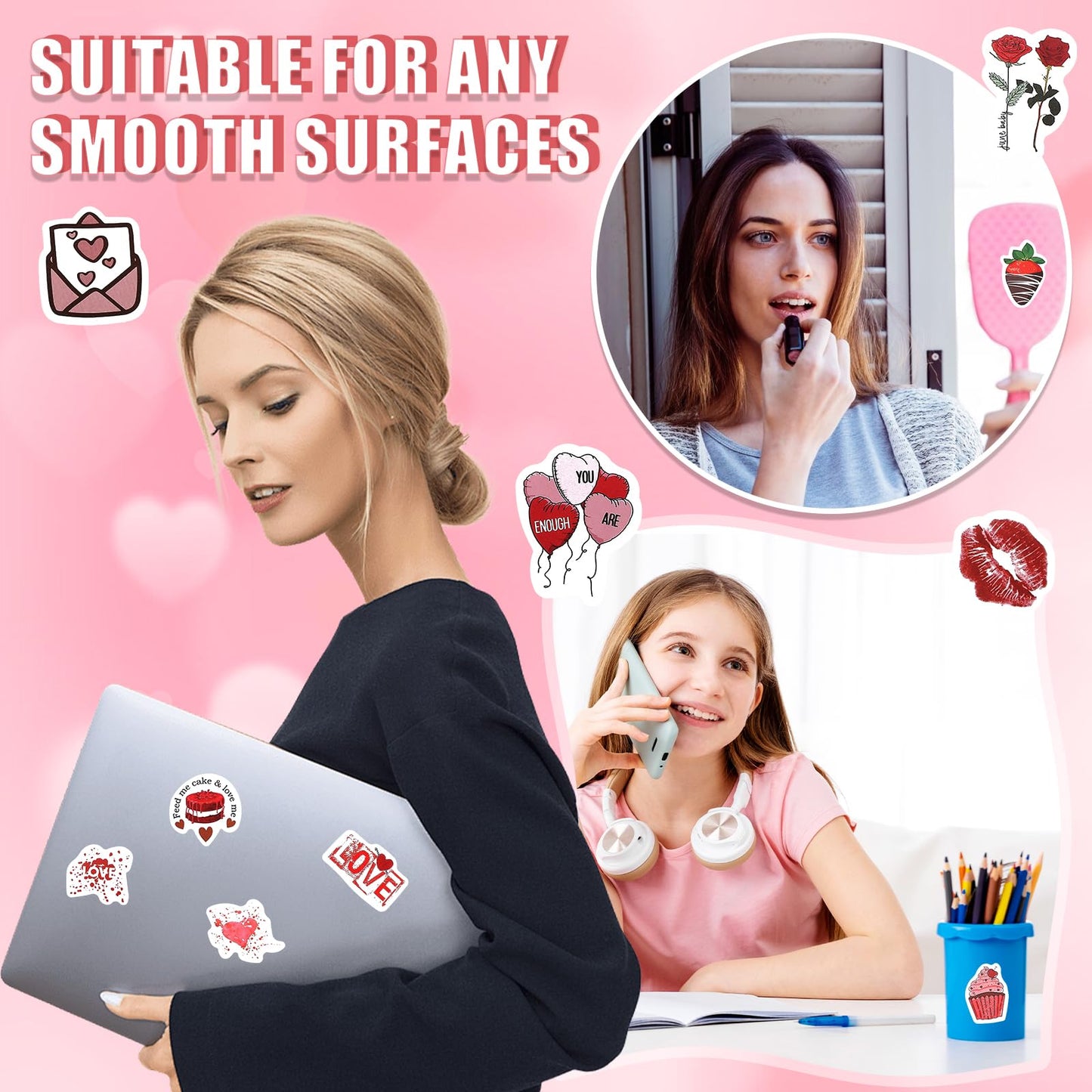 184Pcs Love Stickers for Scrapbooking, Waterproof Valentine's Day Decals, Scrapbook Stickers Love Themed Sticker Pack, Cute Heart Stickers for Couples Envelope Diary Planner Letter DIY Decor (4Boxes)