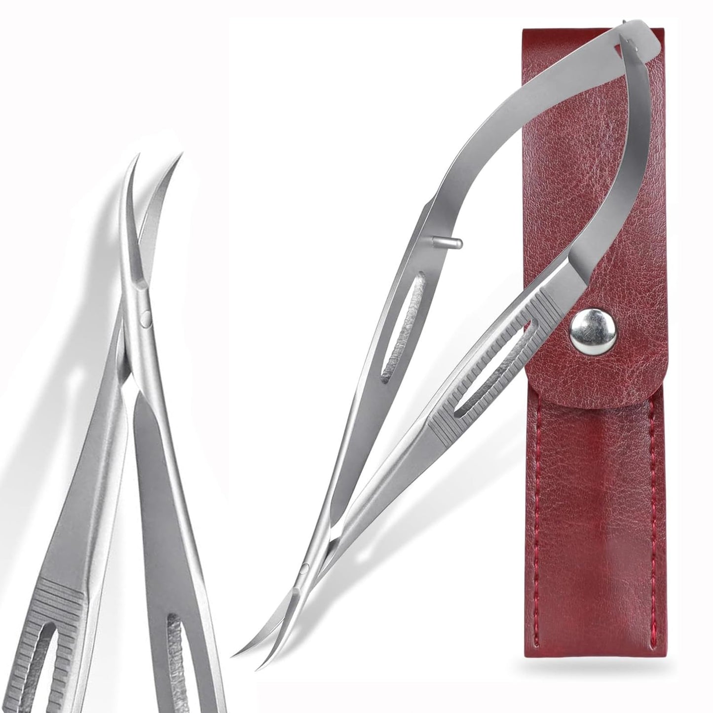 SG NEKOO Cuticle Scissors, Professional Curved 15° Blade Stainless Steel, Ultra Sharp for Precision Nail Grooming, Eyebrow Shaping, and Sewing Thread Snips, with Travel Case