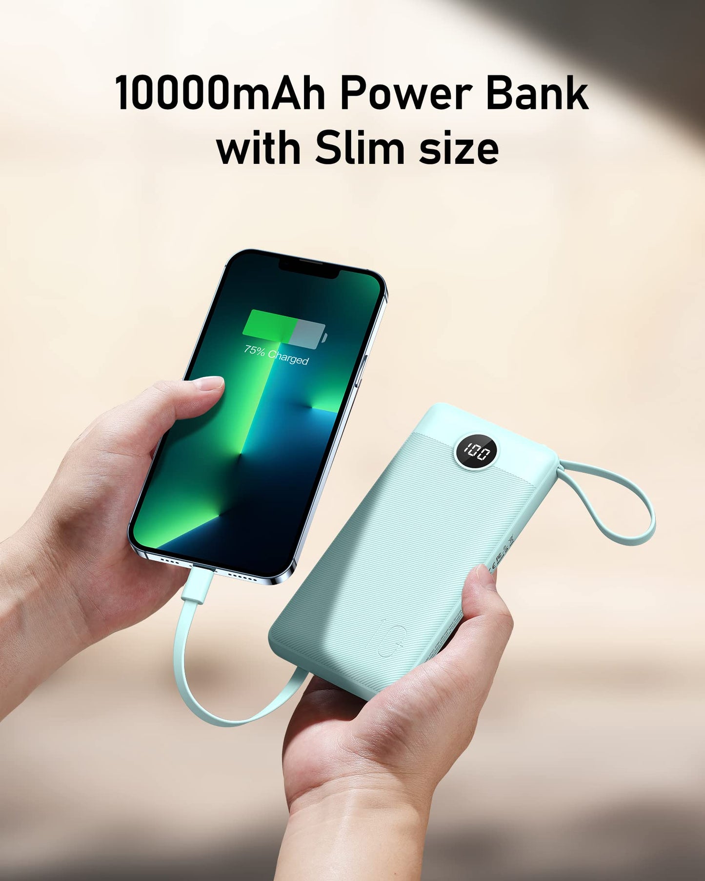 VEEKTOMX Portable Charger Built-in Cables, Power Bank for iPhone, Fast Charge USB C Battery Pack Travel Essentials Powerbank Compatible with iPhone 17/16/15/14, Samsung S25/24