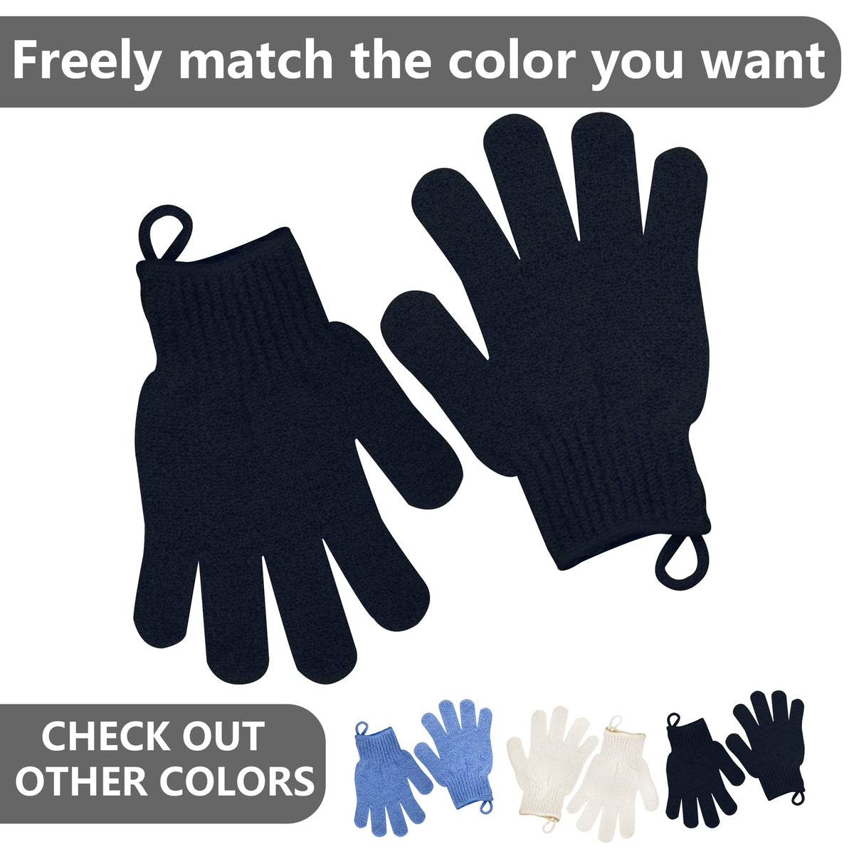 Heavy Exfoliating Shower Gloves with Hanging Loop