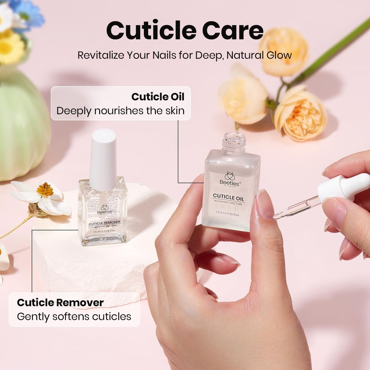 Beetles Cuticle Oil Cuticle Remover Nail Kit with Glass Nail Files Double Side Nails Prep Kit Cuticles Pusher Dual End Cuticles Remover Set Nails Clippers Dust Brush Manicure Set with Storage Pouch