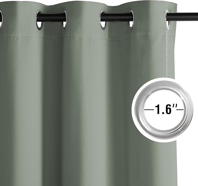 NICETOWN Room Darkening Draperies Curtains Panels, 2 Panels Sage Green W52 x L90