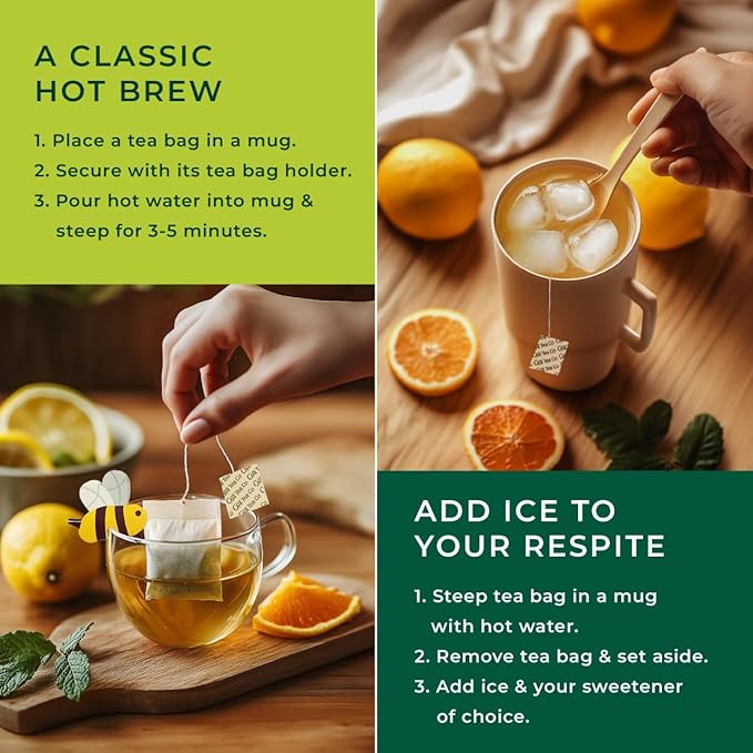 Gya Tea Co Citrus Mint Herbal Tea Bags (20 Bags) - Caffeine Free with a Tangy Flavor for All Day Comfort, Calming, Relaxing & Nourishing - Fruit & Herbal Blends