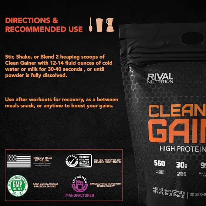 RIVAL NUTRITION Clean Gainer - Soft Serve Vanilla 12lb