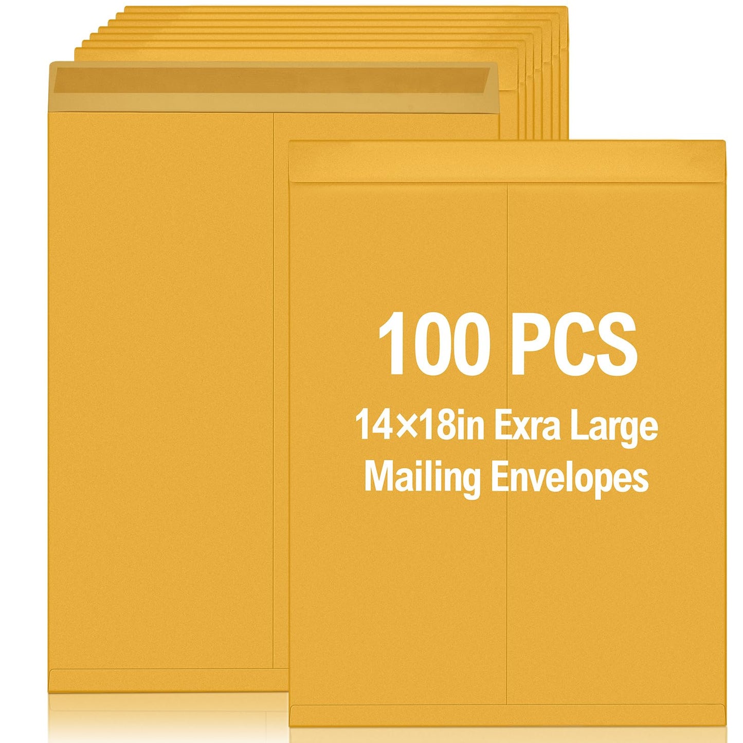 Motipuns 100 Pcs 14" x 18" Extra Large Mailing Envelopes 32lb with Gummed Flaps, Catalog Jumbo Craft Envelopes for Mailing, Storage and Organizing Documents Office Supplies(Yellow)