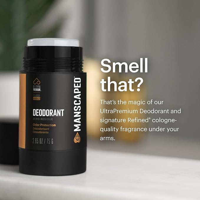 MANSCAPED® UltraPremium Deodorant, Aluminum-Free Clear Formula, Soft and Comfortable with Cologne-Quality Fragrance for Under Arm Odor Protection, 2.65 oz Stick (2 Pack)
