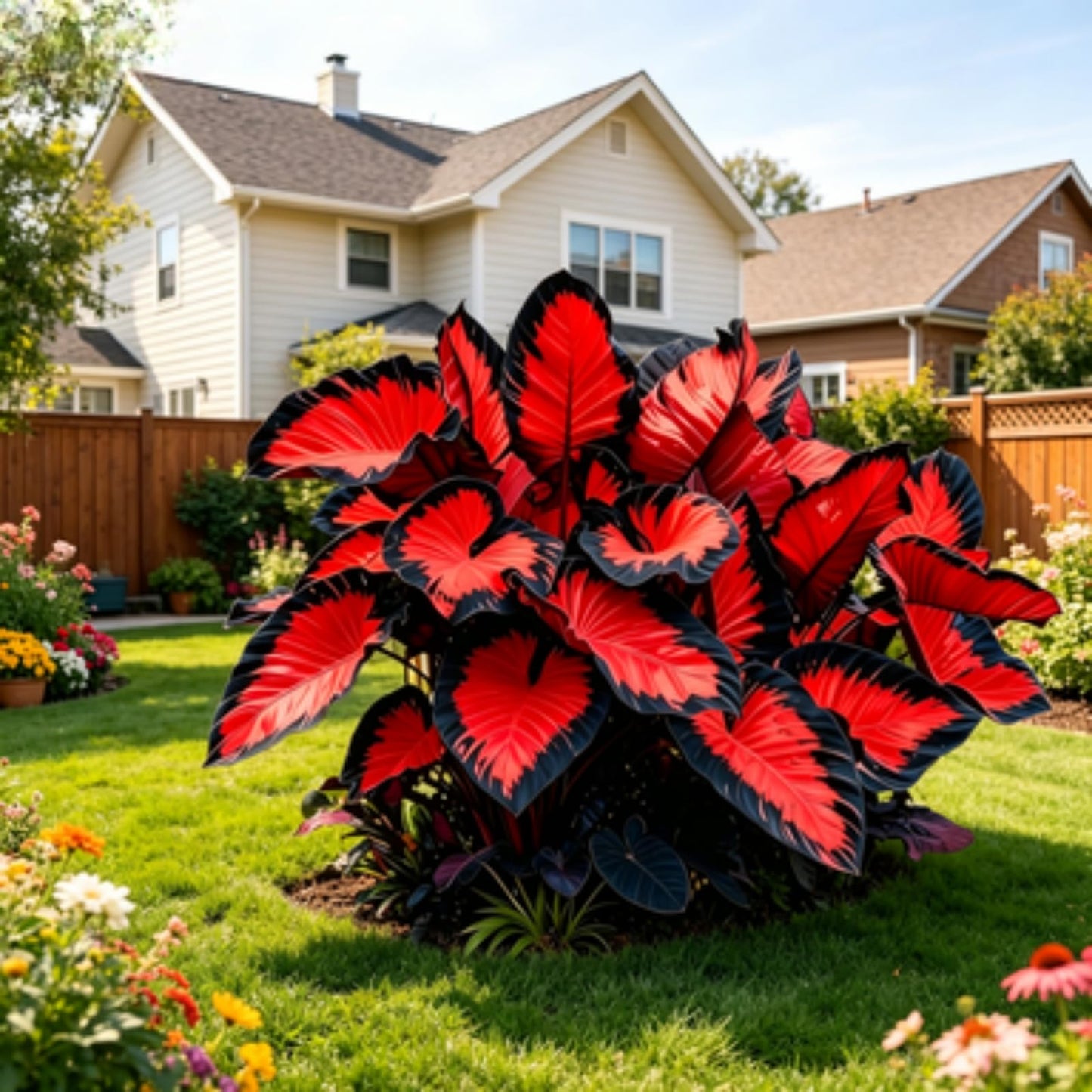 JWDSKT Variegated Elephant Ear Rare-Stunning Look, Garden Favorite-Drought-Tolerant, Striking Colors and Patterns (6)