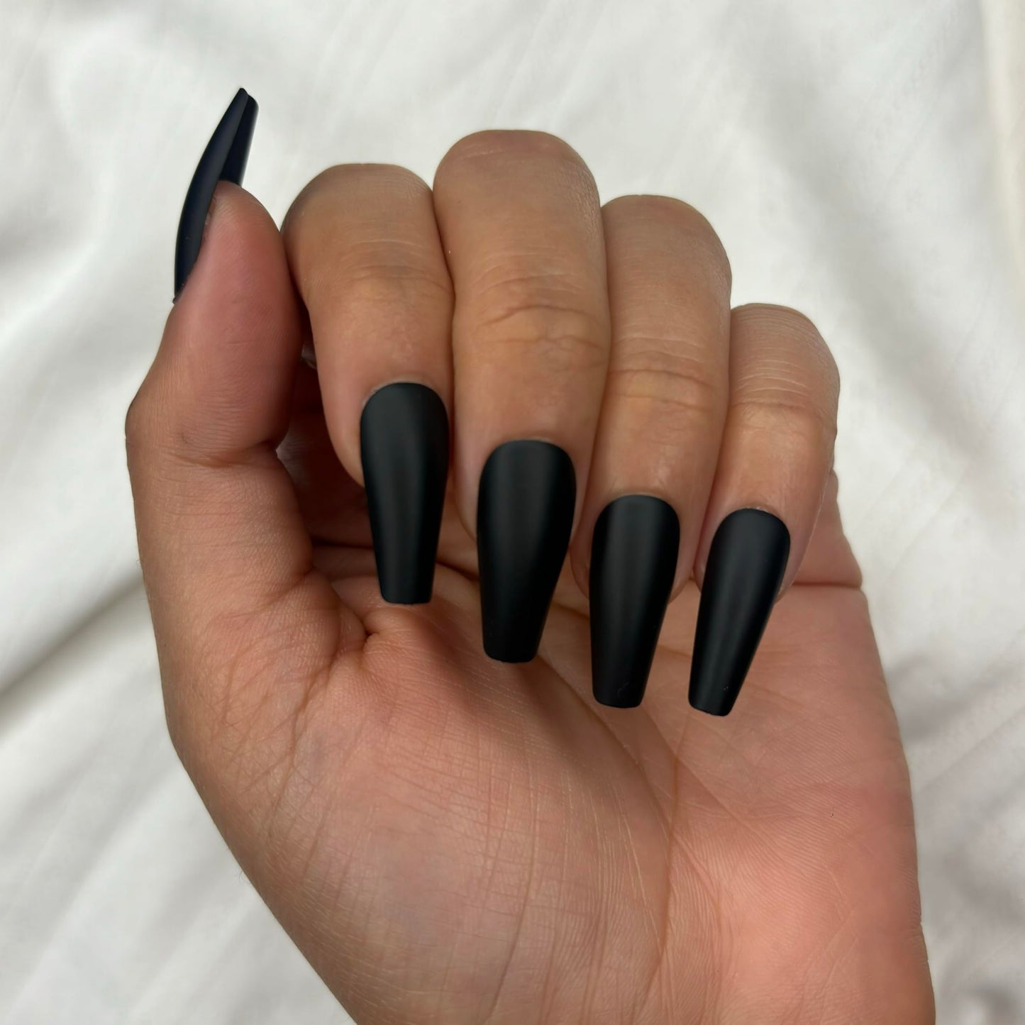 BLACK COFFIN Press-On Nails by Lavaa Beauty | Long Coffin | Matte Black Coffin Nails