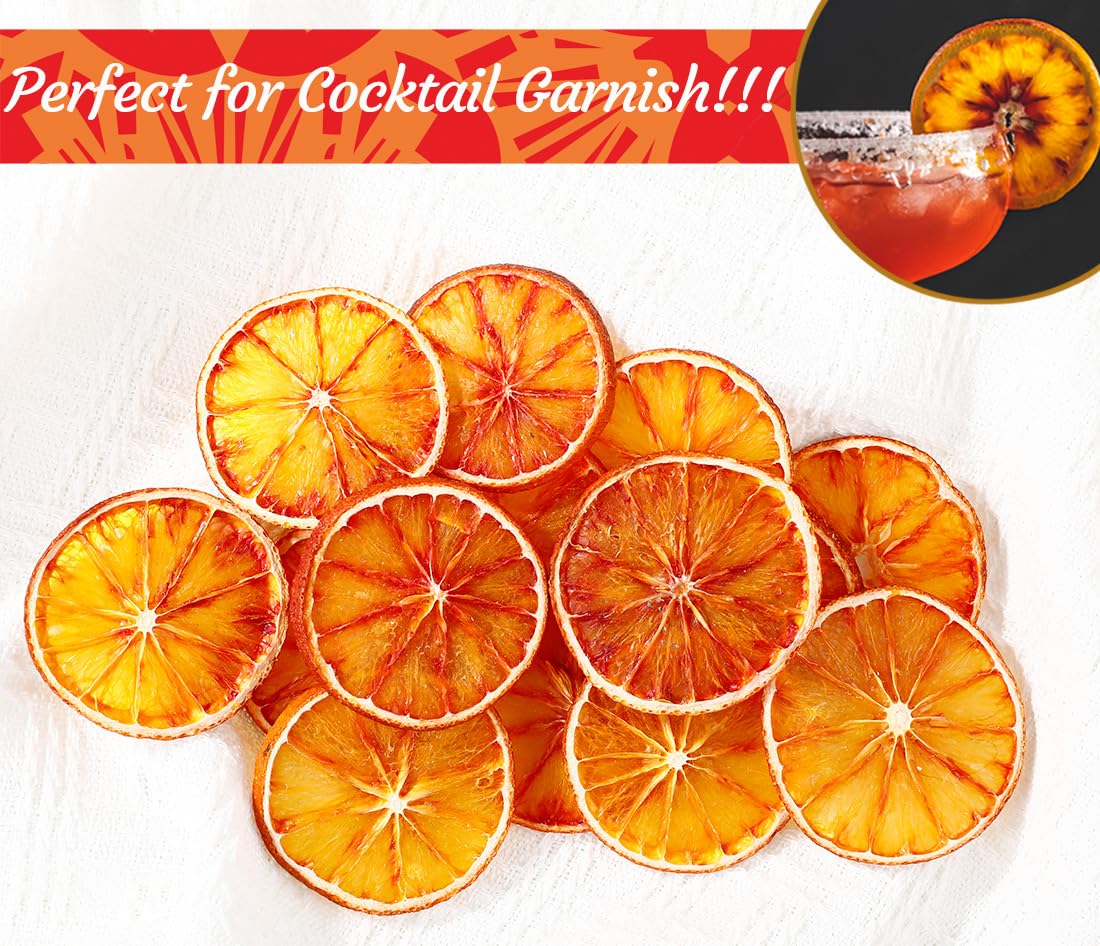 Selected Dried Blood Orange Slices 5 Oz/142g, Culinary & Garnish Grade, Dehydrated Blood Orange for Cocktail, Decoration, 100% Natural, No Sugar Added.