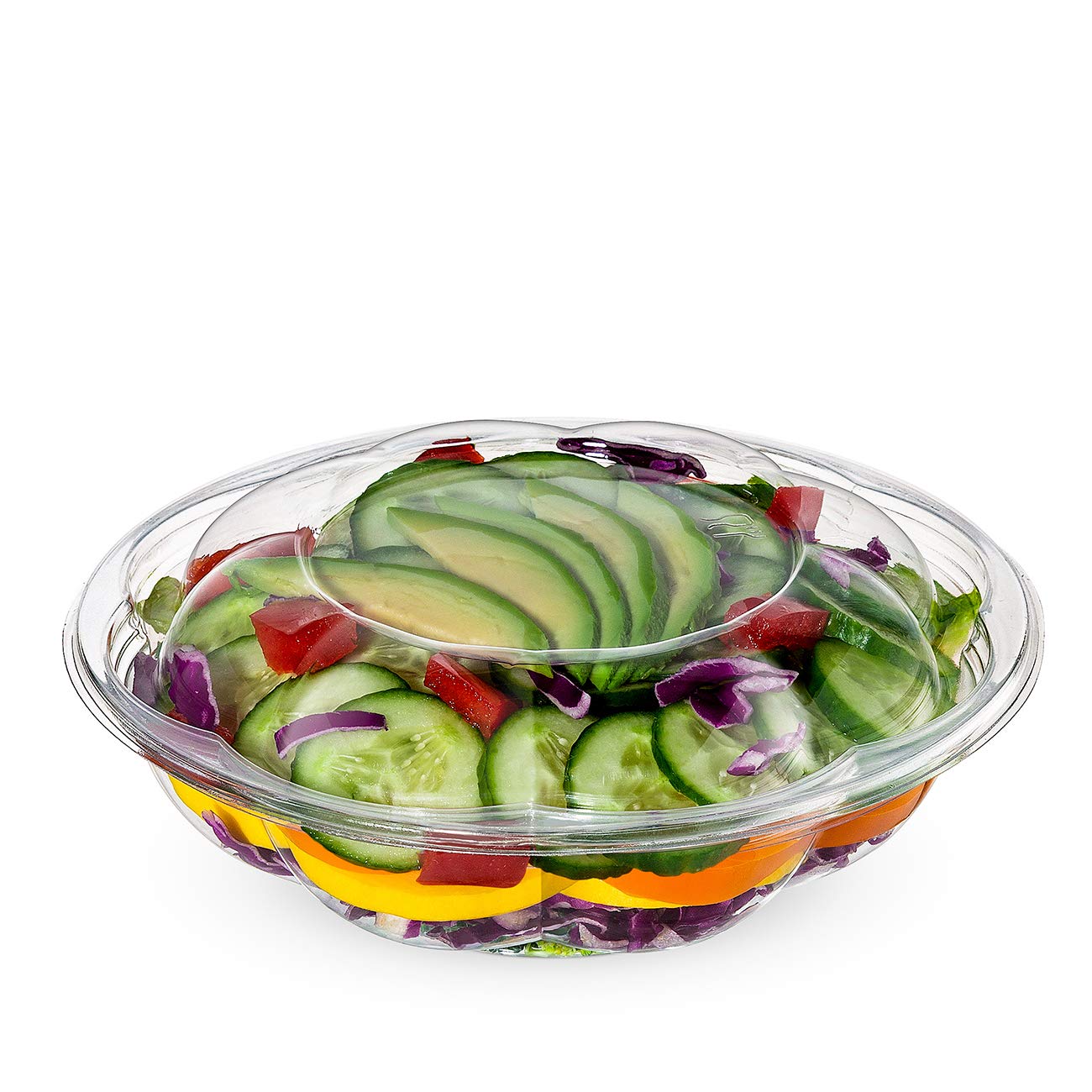 GUSTO [18 oz. - 50 Count Clear Plastic Salad Bowls with Lids, Disposable Salad Containers - Perfect for Takeout, Salads, and Meal Prep (Formerly Comfy Package)