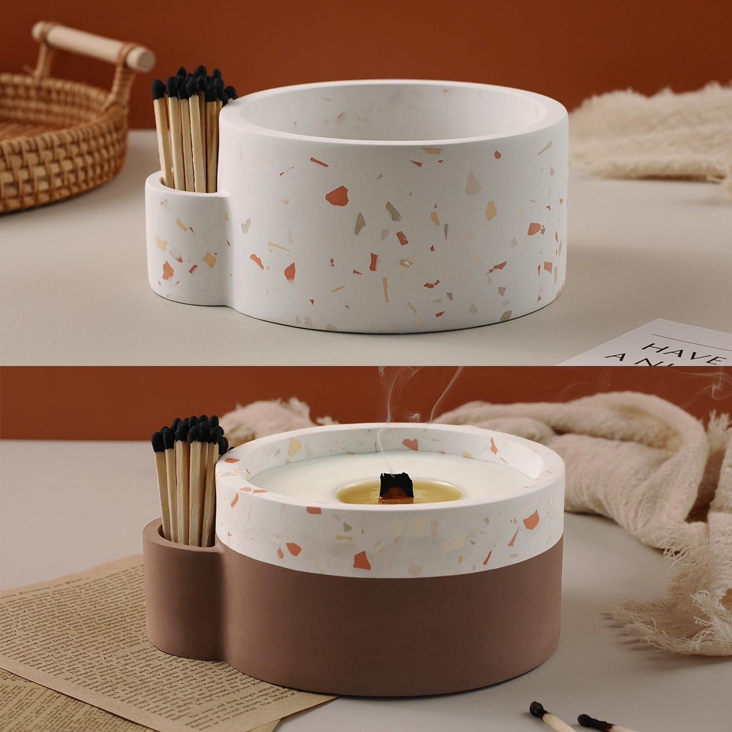 Wehous Large Candle Holder Silicone Resin Concrete Cement Mold, Unique Candle Vessels Jewelry Holder Round Container Jar Box Bowl for DIY Storage Craft Decor