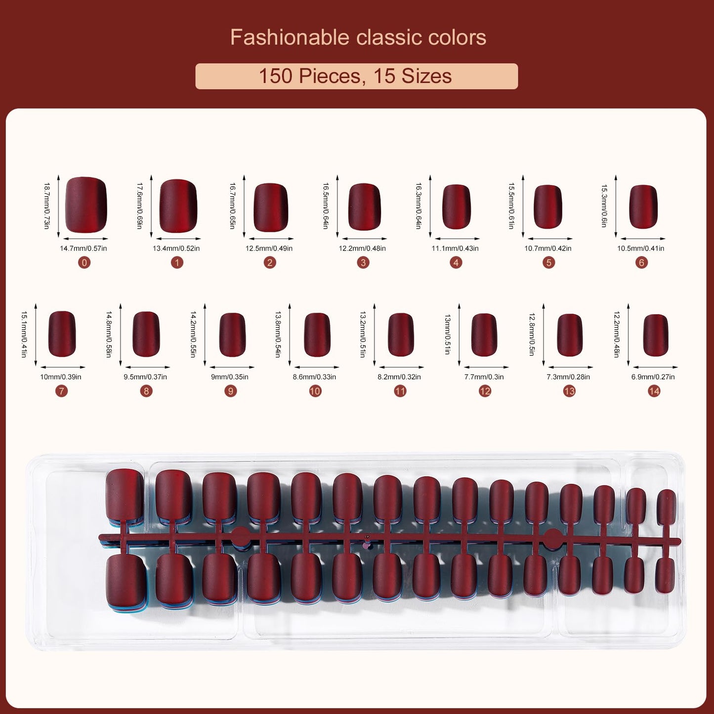 Jellyqueen 150PCS Cat Eye Press On Nails, Matte Glitter Magnetic Fake Nails, Short Square Full Cover On Artificial Nails, Reusable Nails with 15 Sizes for Women and Girls(A18-04-06)