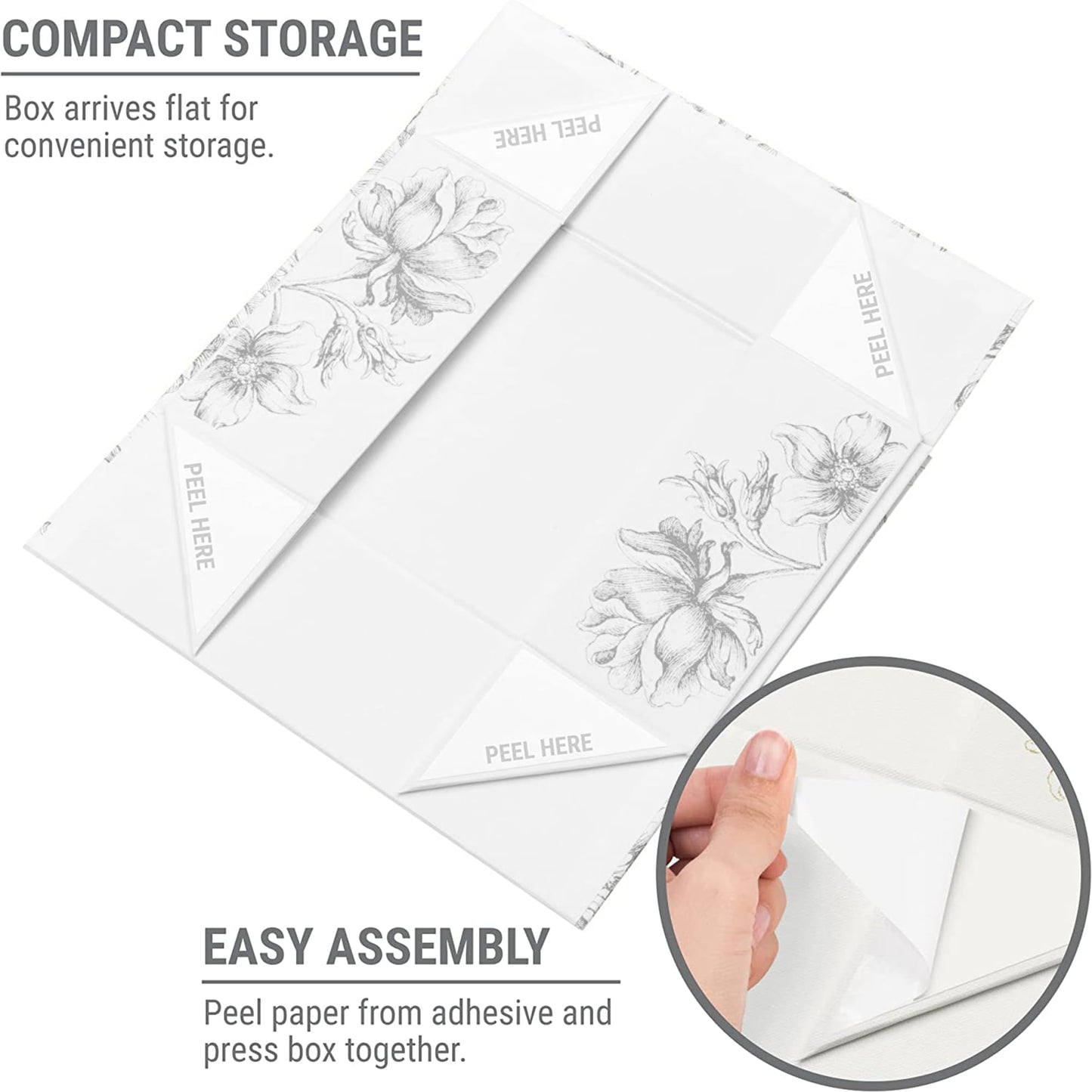 Sorarto Luxury Keepsake Gift Box | Silver Floral Decorative Boxes with Magnetic Lids for Presents, Wedding Memory Box, and Bridal Gifts. 11.5" x 7.5" x 3.5"