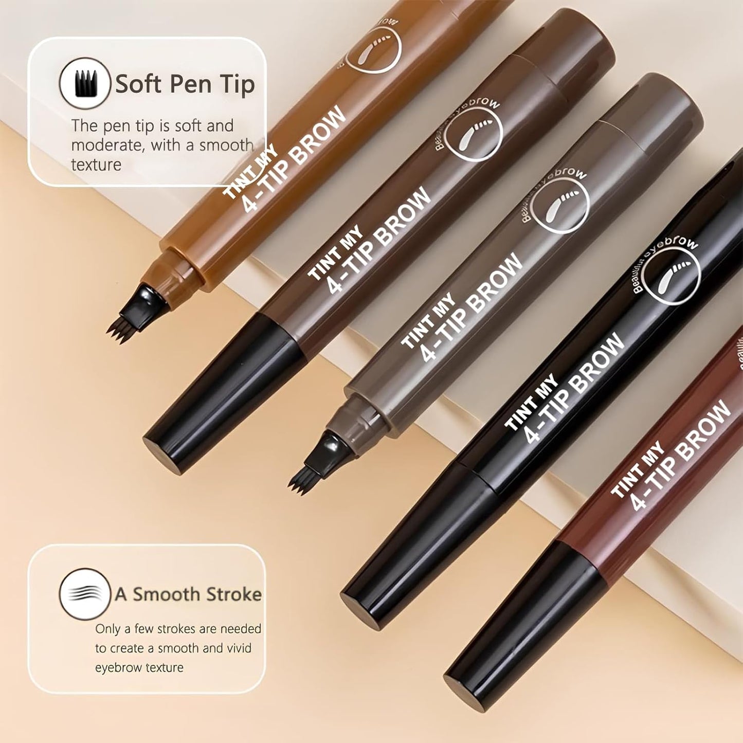 2025 Upgraded Magic Eyebrow Pencil for Women, Long-Lasting Ultra-Fine Tip Waterproof Eye Brow Pencils with 4 Fork, Smudge-Proof Natural Brow Makeup for Women - Black