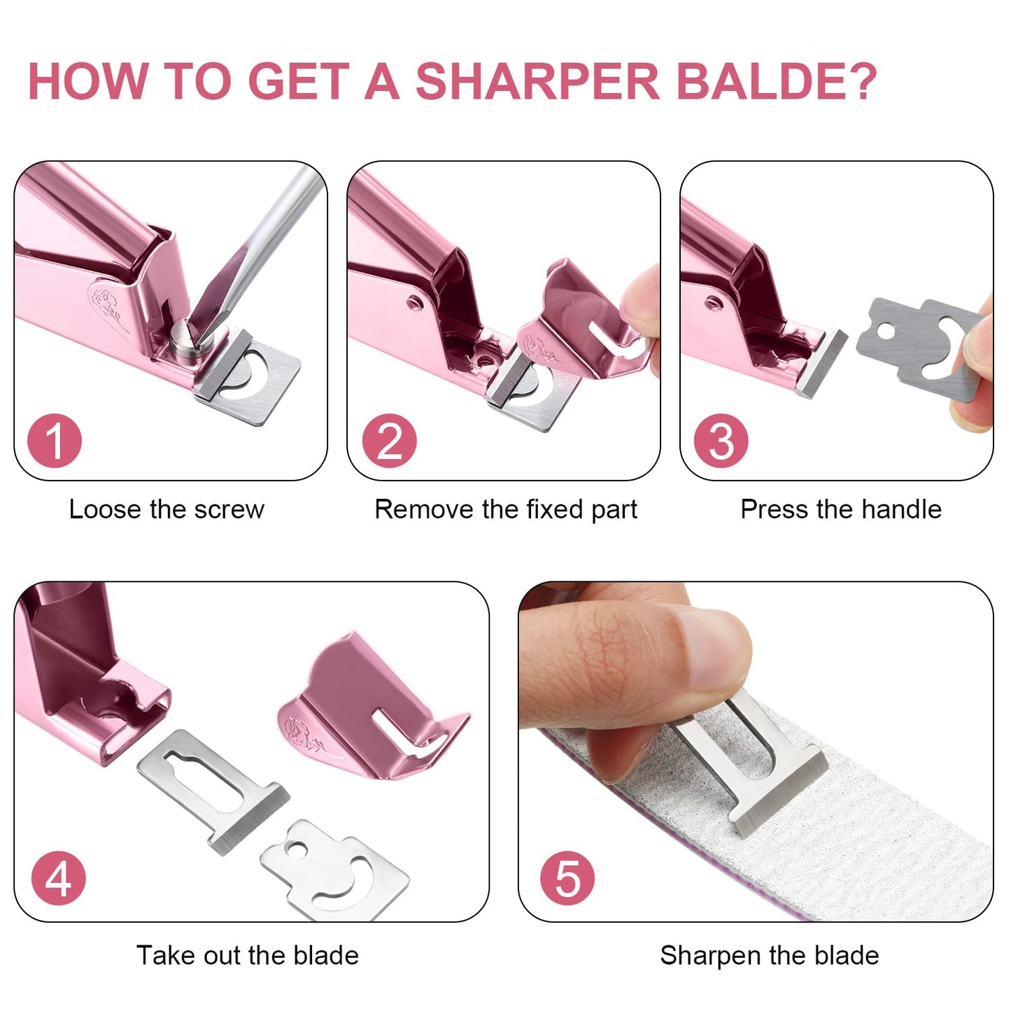 Mudder Acrylic Nail Clippers Kit False Nails Tips Cutter Professional Cuticle Trimmer Nipper Cutter Pusher Remover Stainless Steel Manicure Pedicure Art Tools Set Salon Home(Pink Rose)