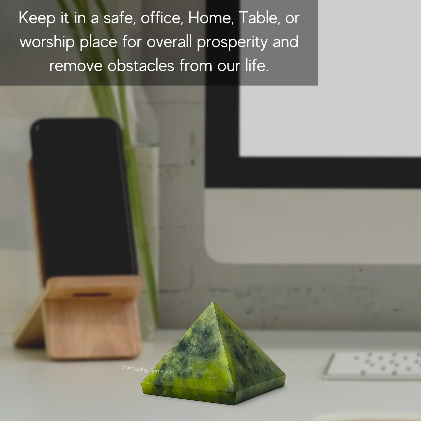 Amazing Gemstone Green Jade Pyramid Crystal Healing Stones - 1" Great Pyramid Figurine of Natural Stone Pyramid for Meditation, Reiki, Chakra Balancing and Crystal Pyramids Grid