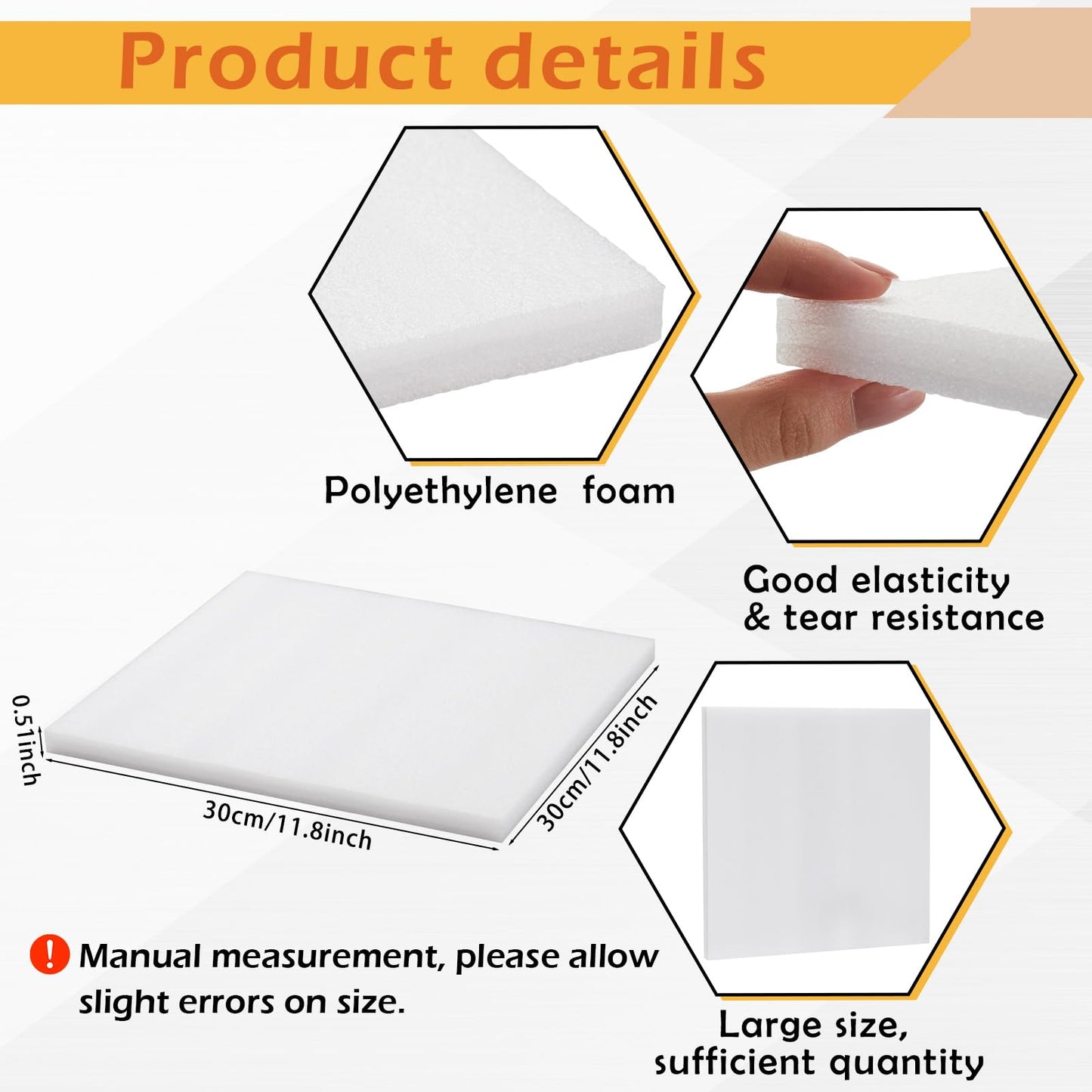 Frienda 8 Pcs Polyethylene Foam Sheet, 12 x 12 x 0.5 Inch Cuttable Packing Foam Pad Cushioning for Tool Box, Cases Craft Shipping Moving and Storage (White)