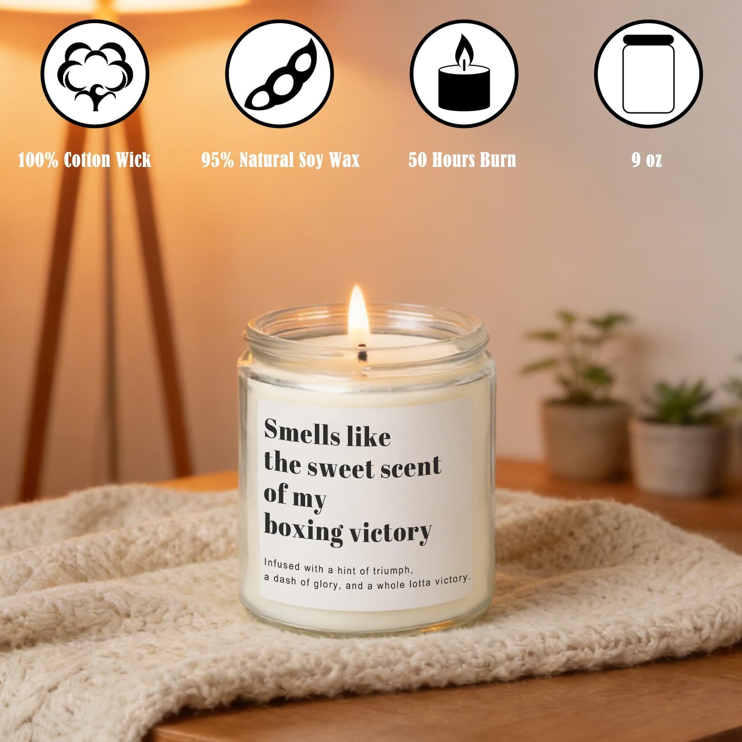 RIZOOCE Funny Boxing Gifts for Men & Women - Scented Candle for Boxers - Unique Boxing Accessories & Decor - Birthday, Christmas Gift Ideas for Coach & Fighter (7oz)