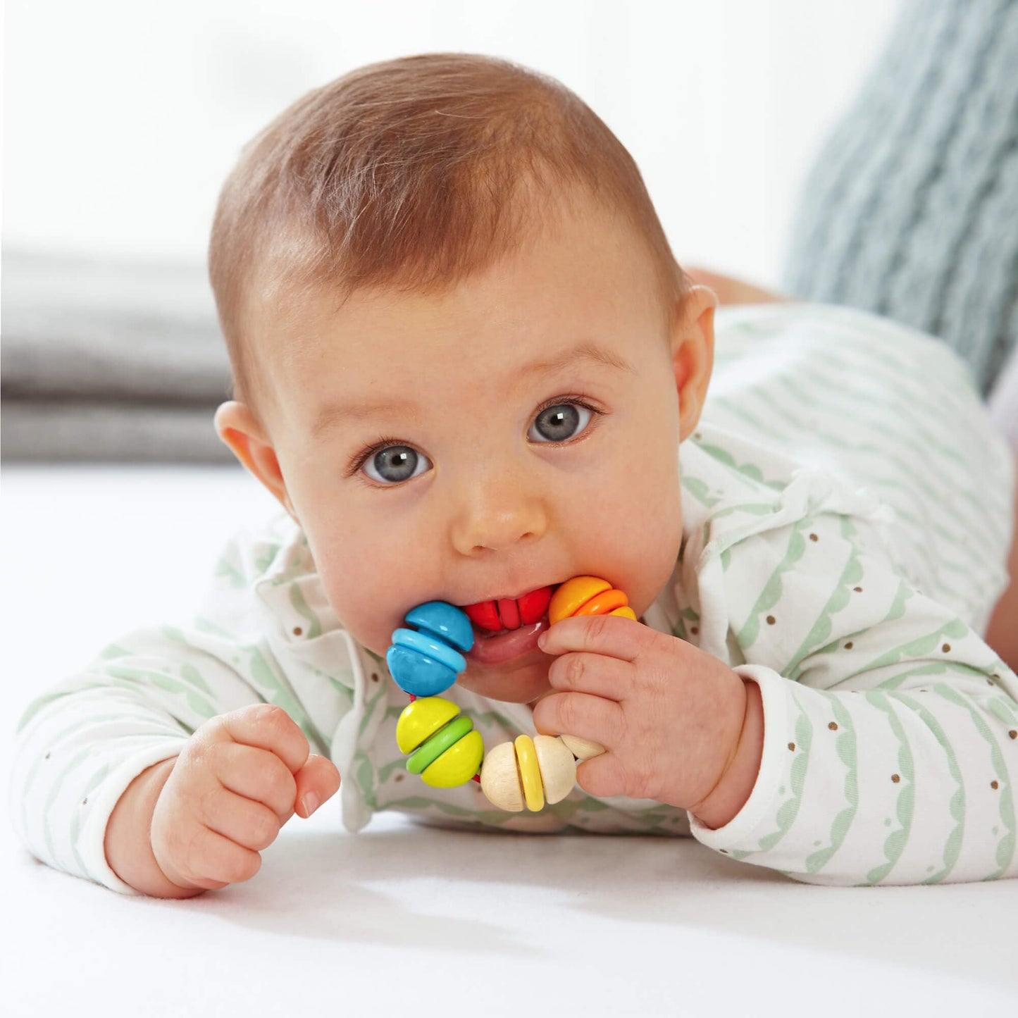 HABA Rainbow Rattle Grasping & Baby Teether – Colorful Sensory Toys for Babies with Gentle Sound and Safe Finish for 6 Months+